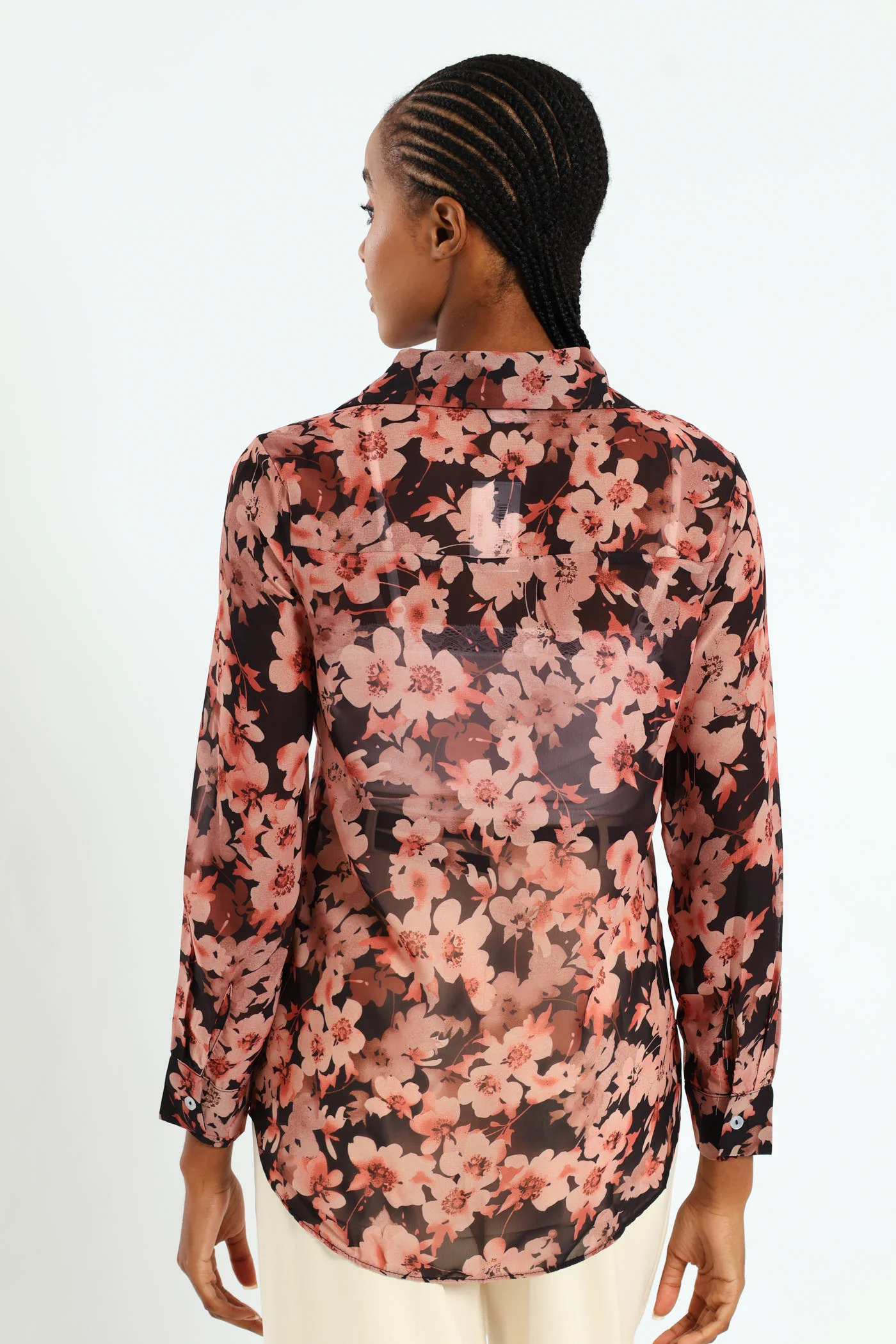 Rosy Chiffon Shirt - Black - Image 3