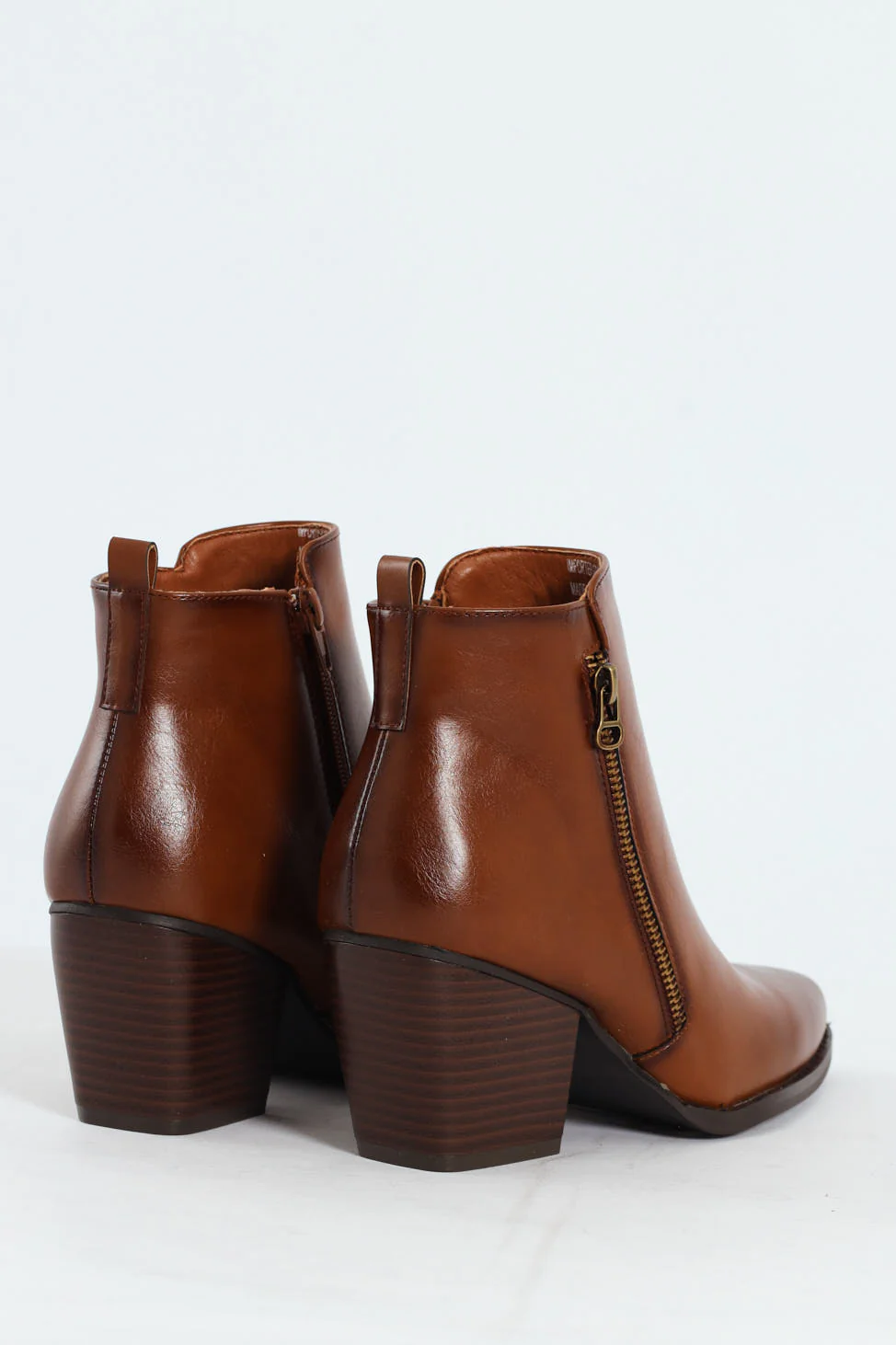 Round Toe Ankle Block Heel Boot - Tan - Image 3