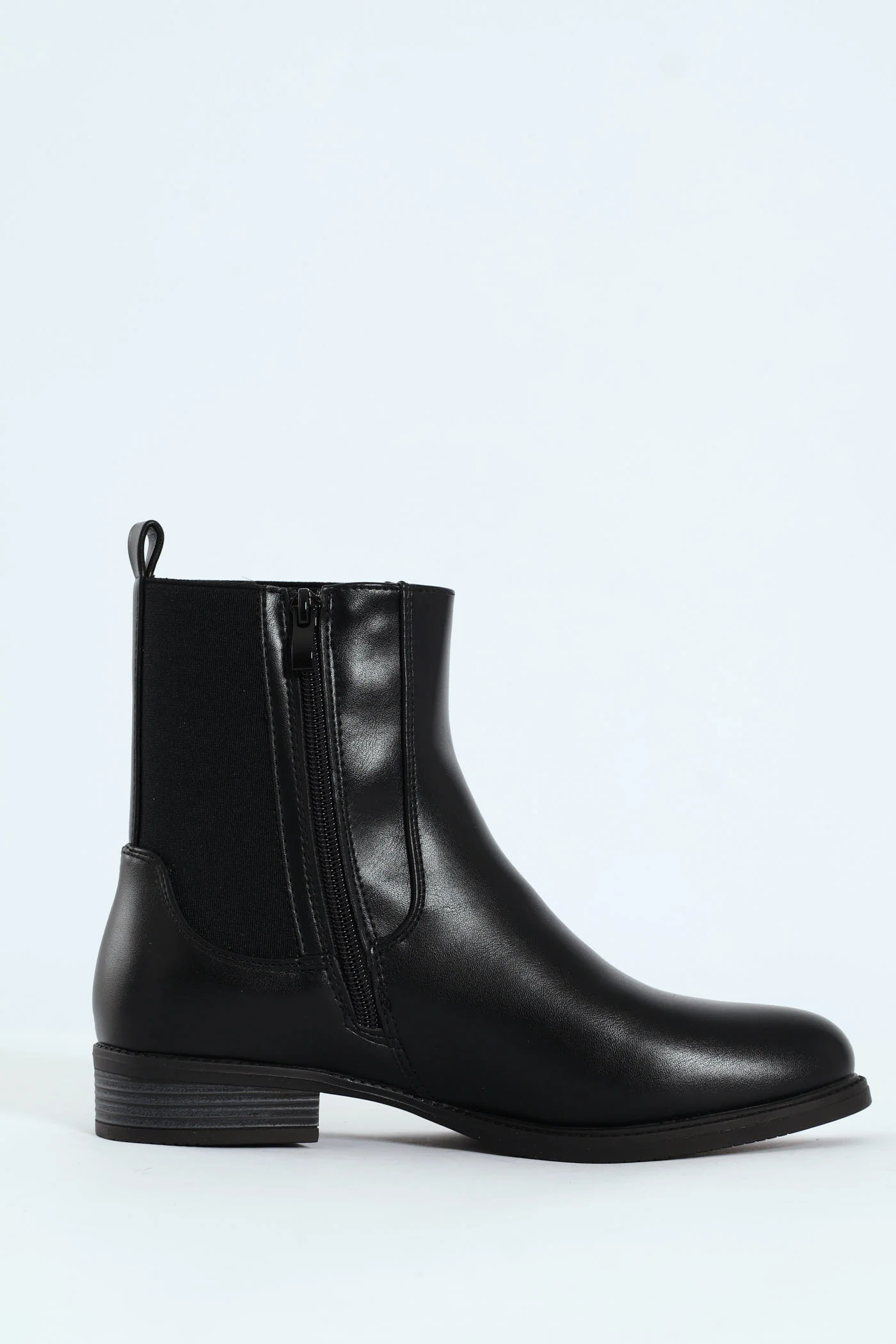 Round Toe Chelsea Ankle Boot - Black - Image 4