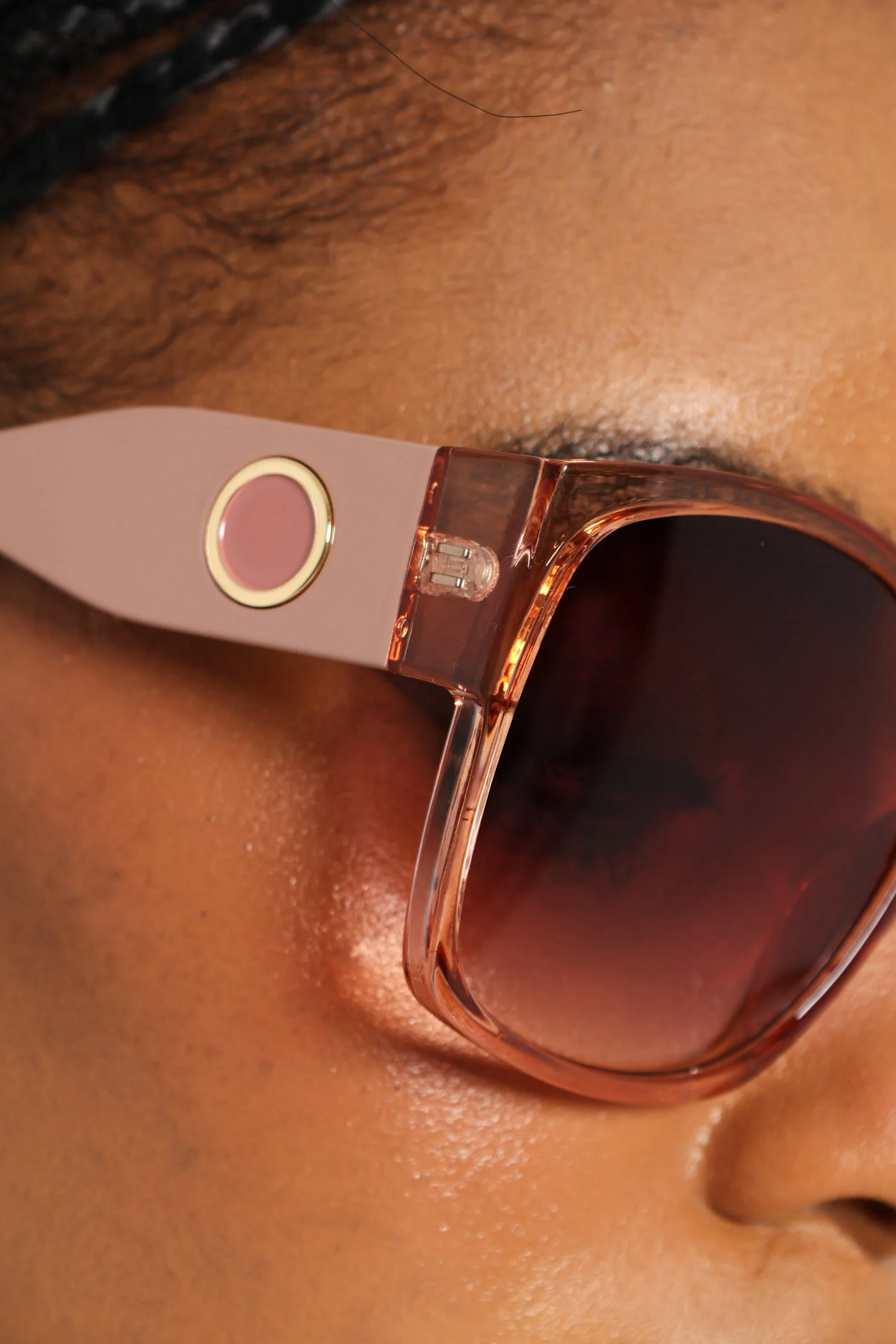 Rounded Cateye Rose Gradient Sunglasses - Light Pink - Image 4