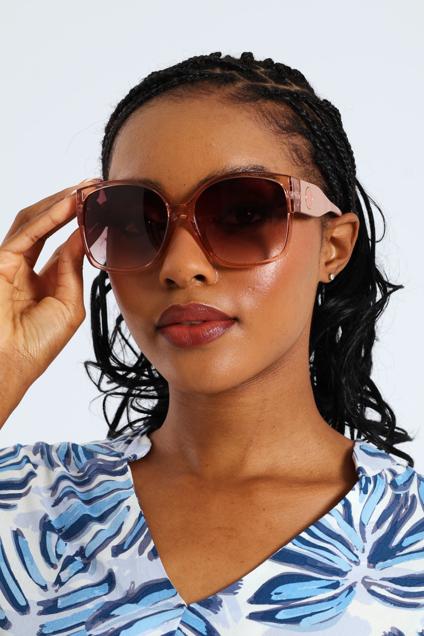 Rounded Cateye Rose Gradient Sunglasses - Light Pink - Image 5