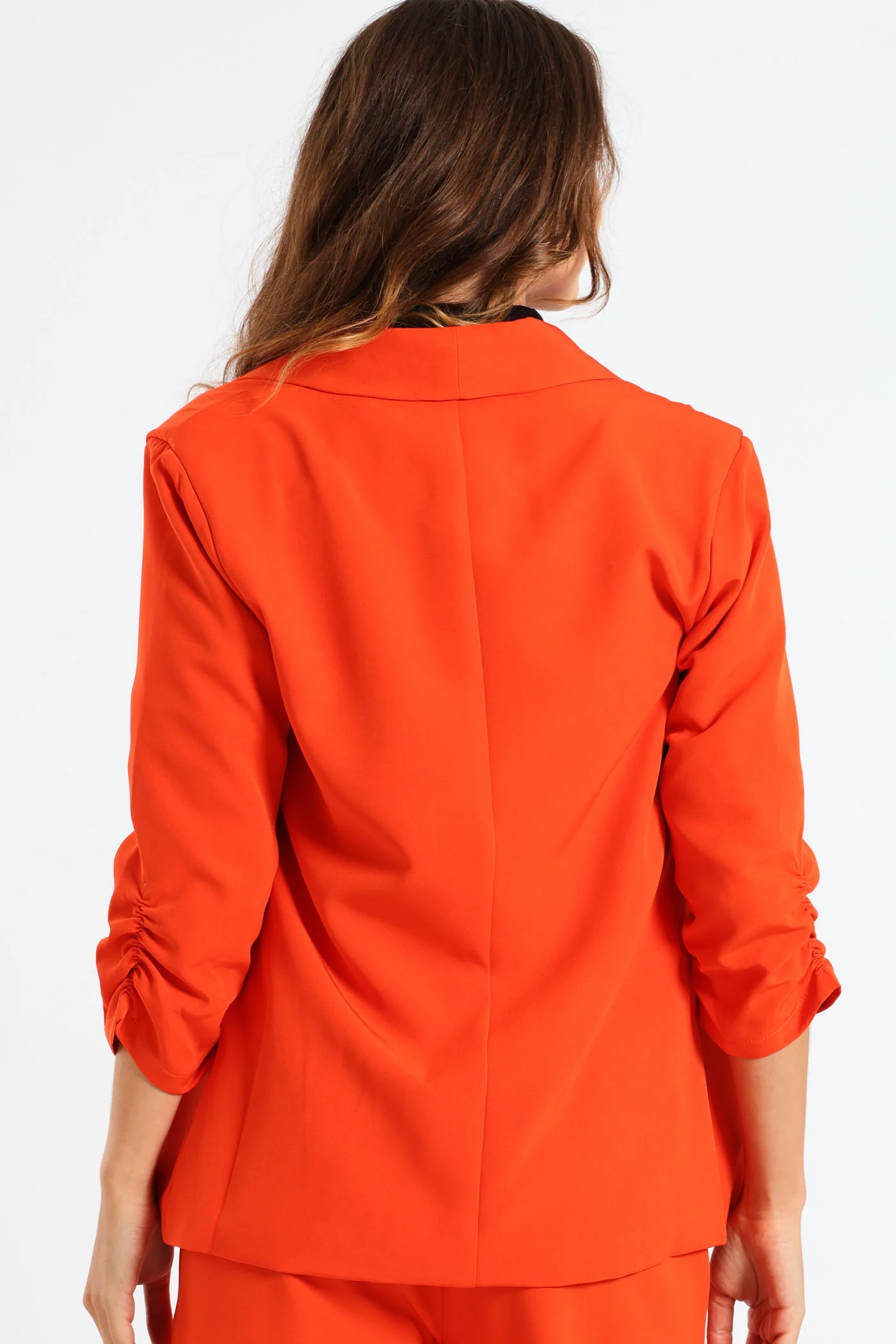 Ruched Sleeve Blazer - Orange - Image 4