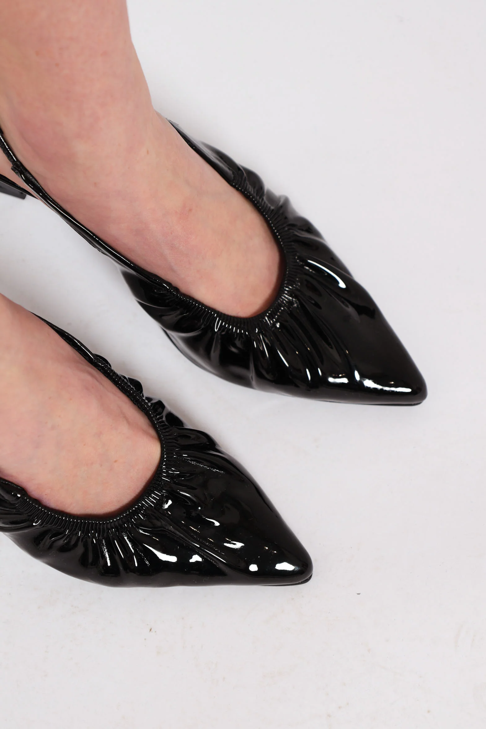 Ruched Vamp Kitten Heel - Black - Image 2