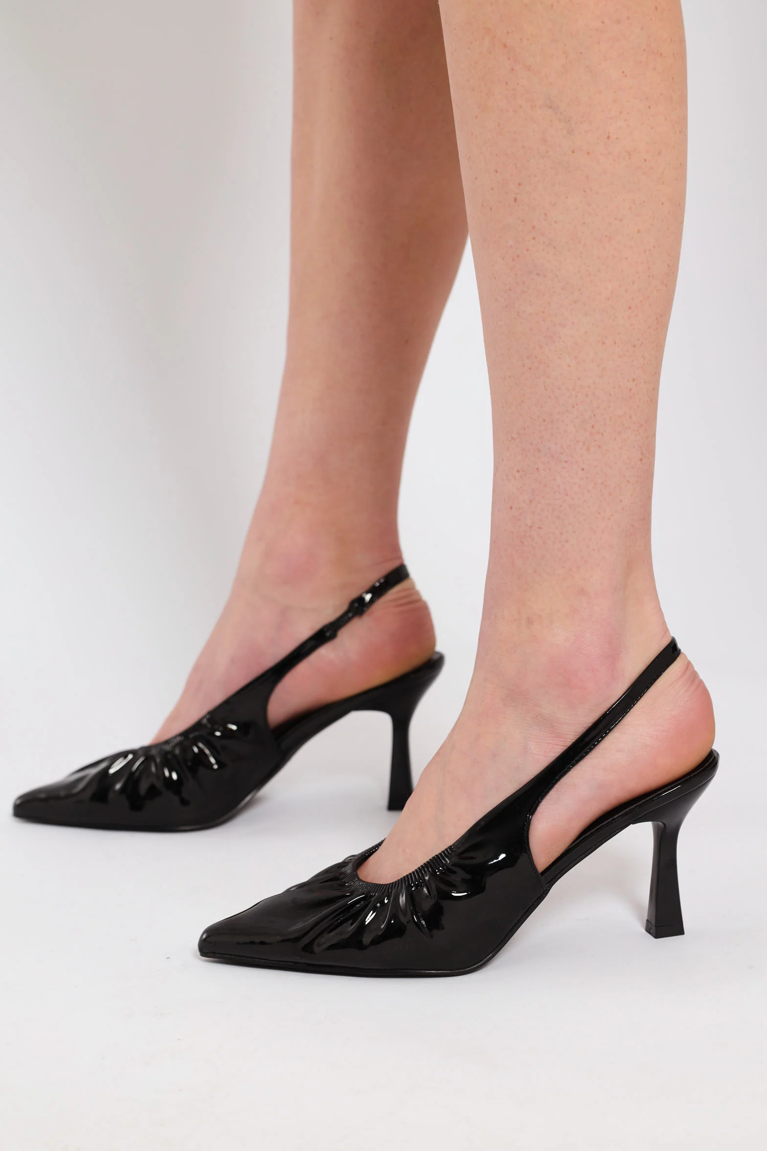 Ruched Vamp Kitten Heel - Black - Image 3