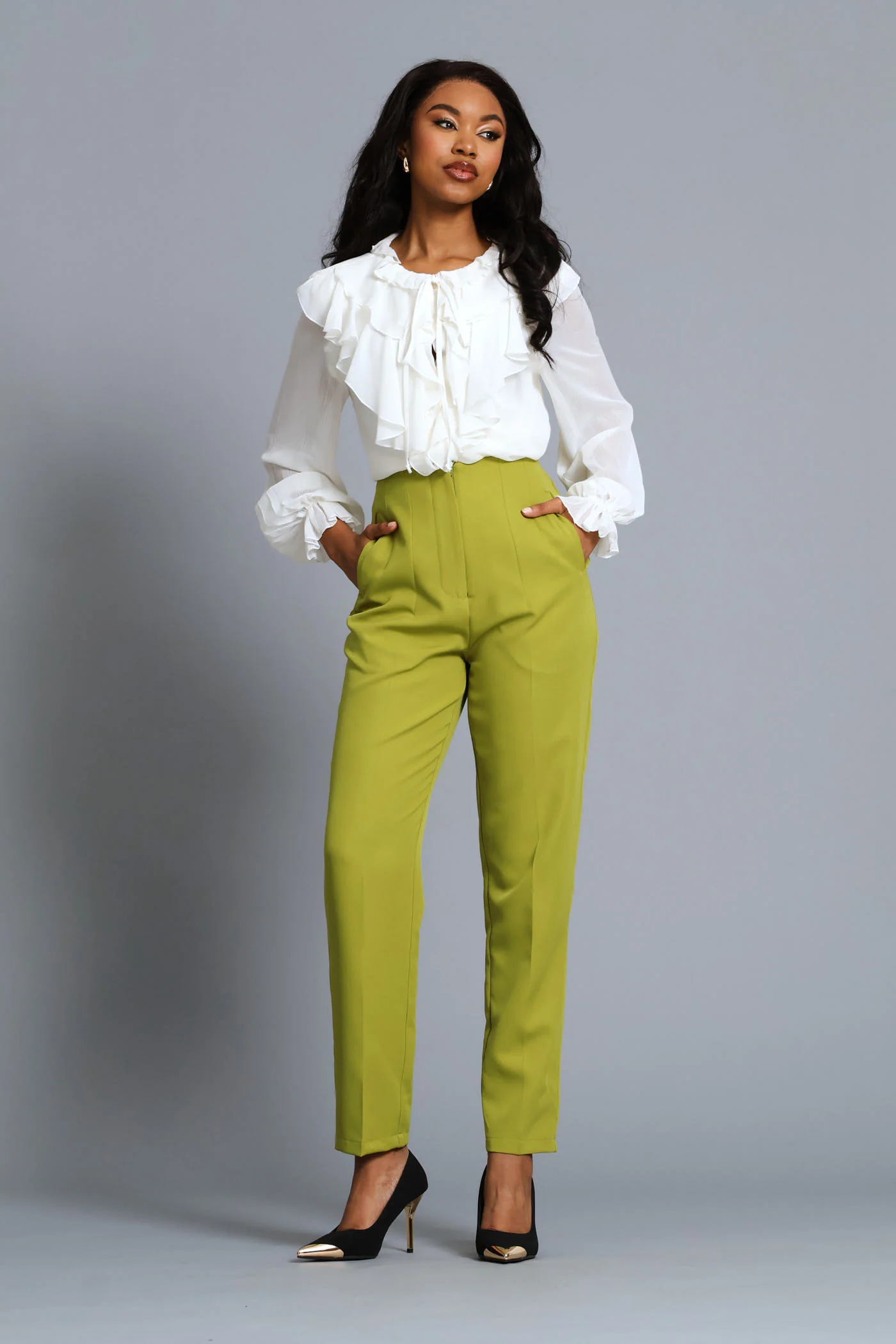 Ruffle Button Through Shirt - Cream - Image 5