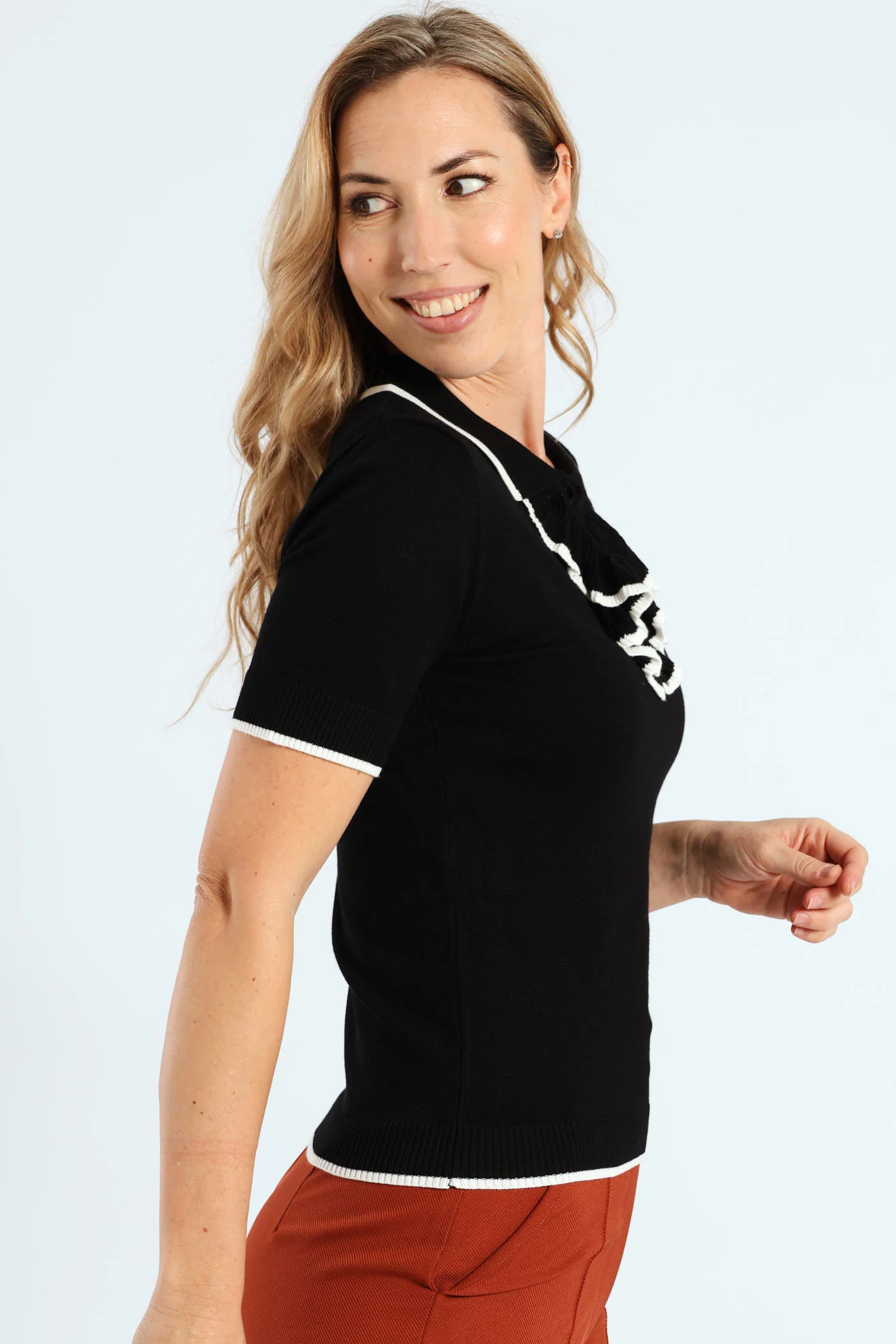 Ruffle Tipped Golfer - Black/White - Image 4