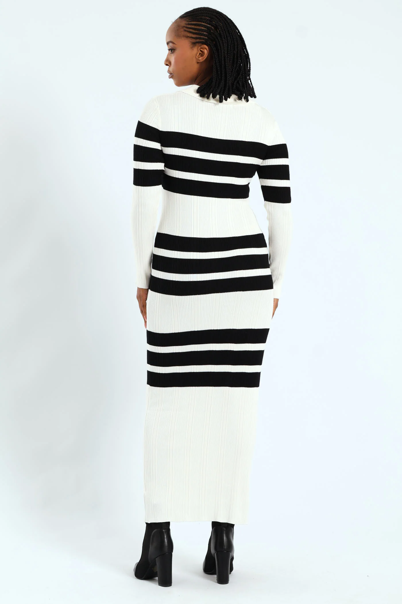 Rugby Jersey Maxi Dress - Cream/Black - Image 4