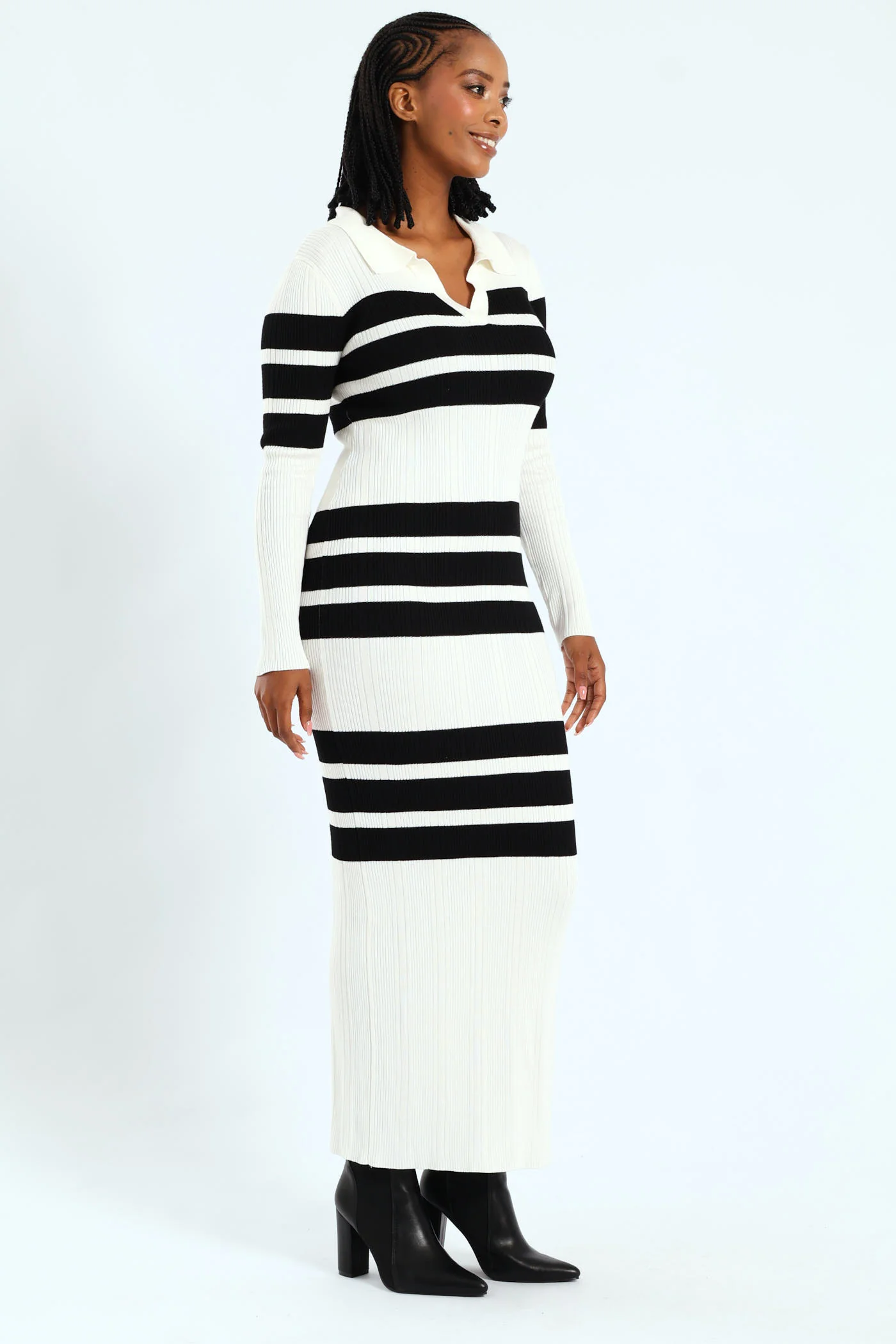 Rugby Jersey Maxi Dress - Cream/Black - Image 5