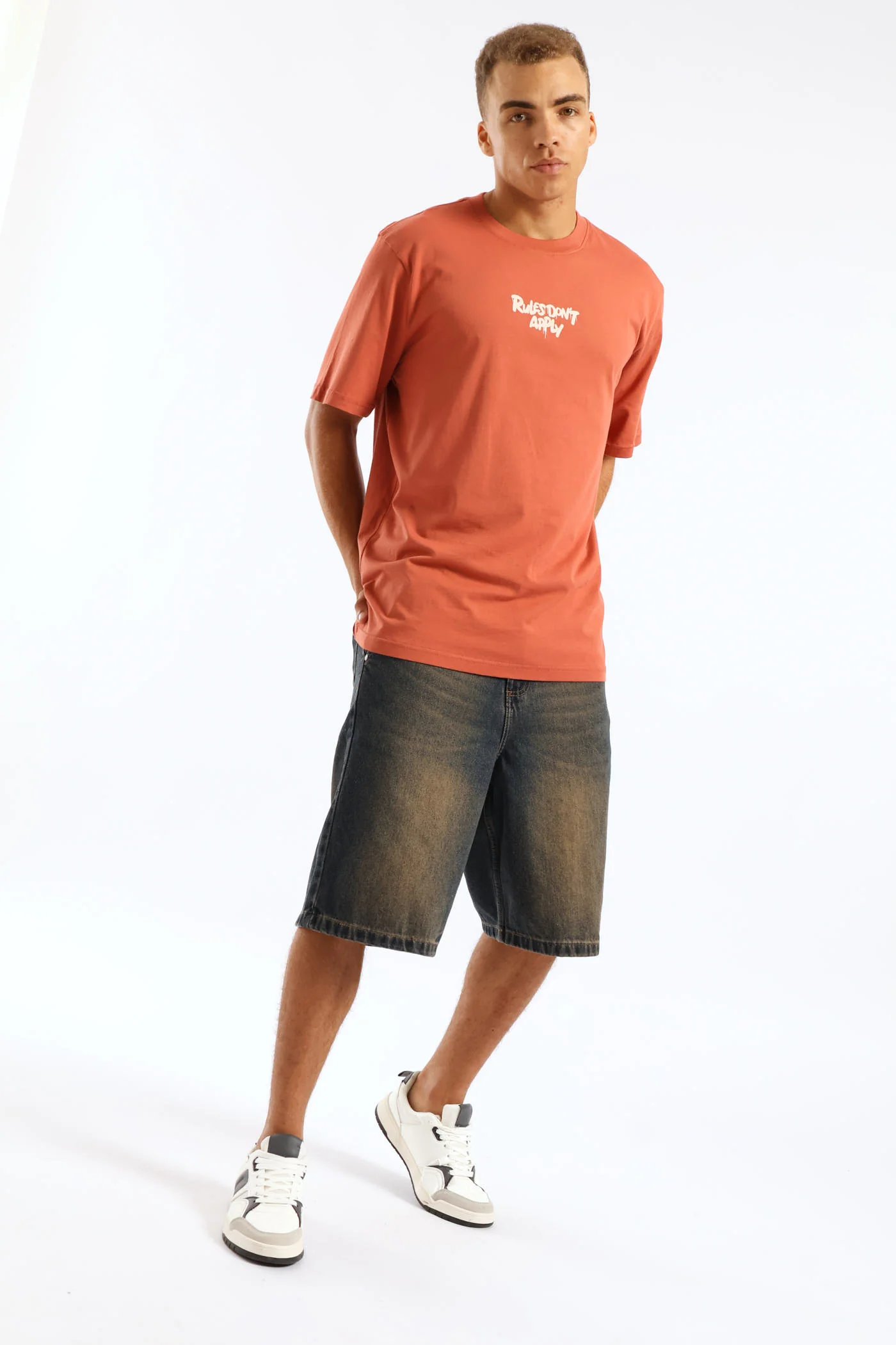 Rules Front & Back Print Tee - Dark Red - Image 3