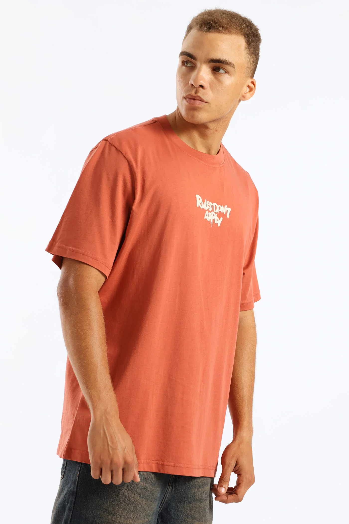 Rules Front & Back Print Tee - Dark Red - Image 4