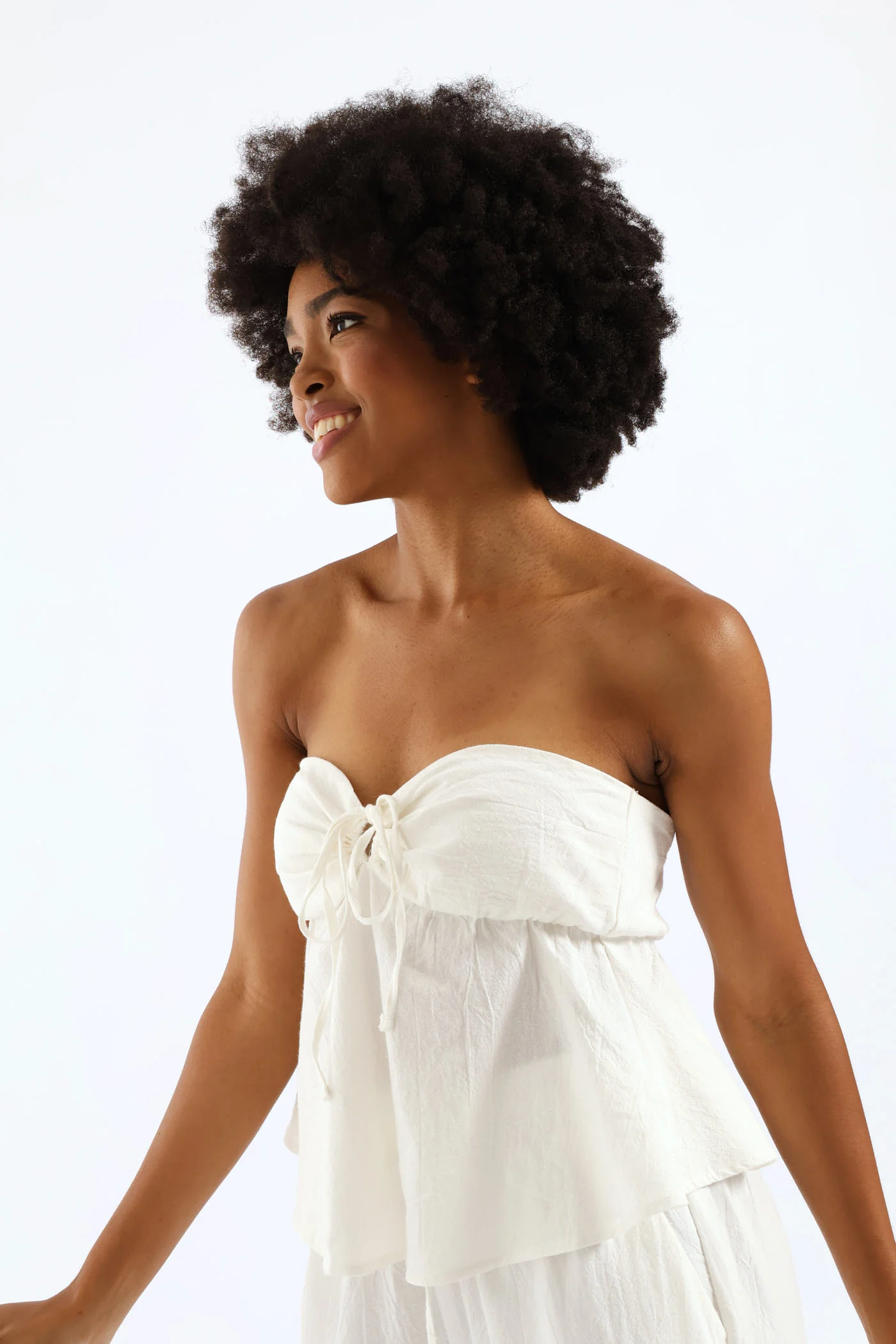 Rustic Bandeau Top - White - Image 4