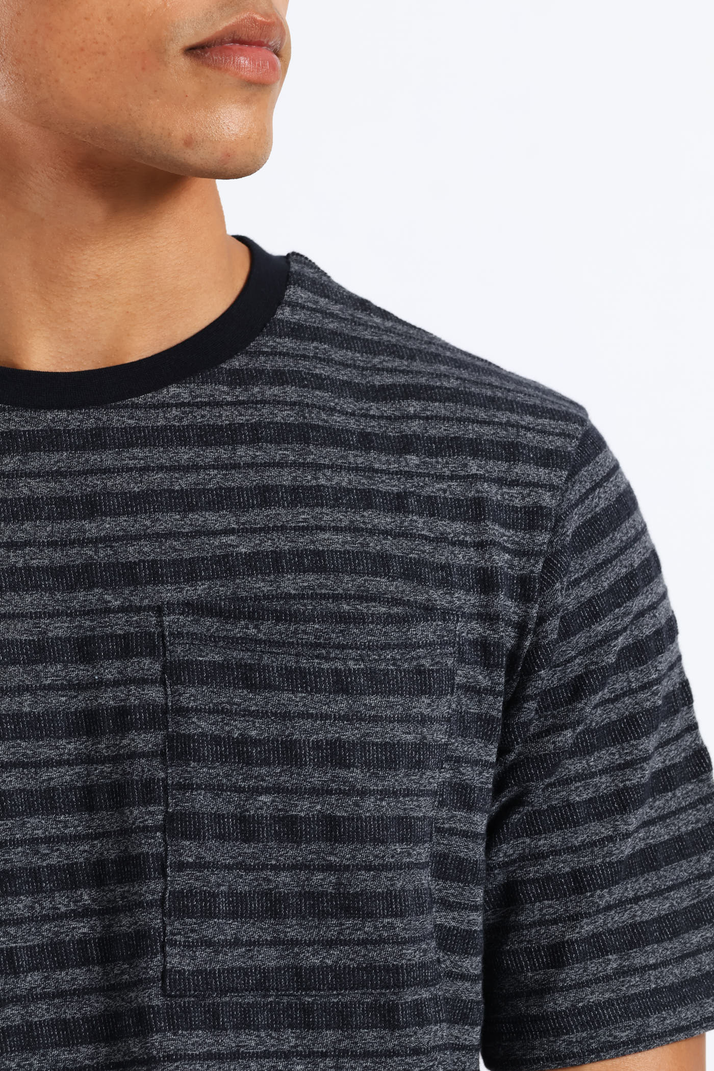Salt & Pepper Stripe Pyjama Top - Navy - Image 2