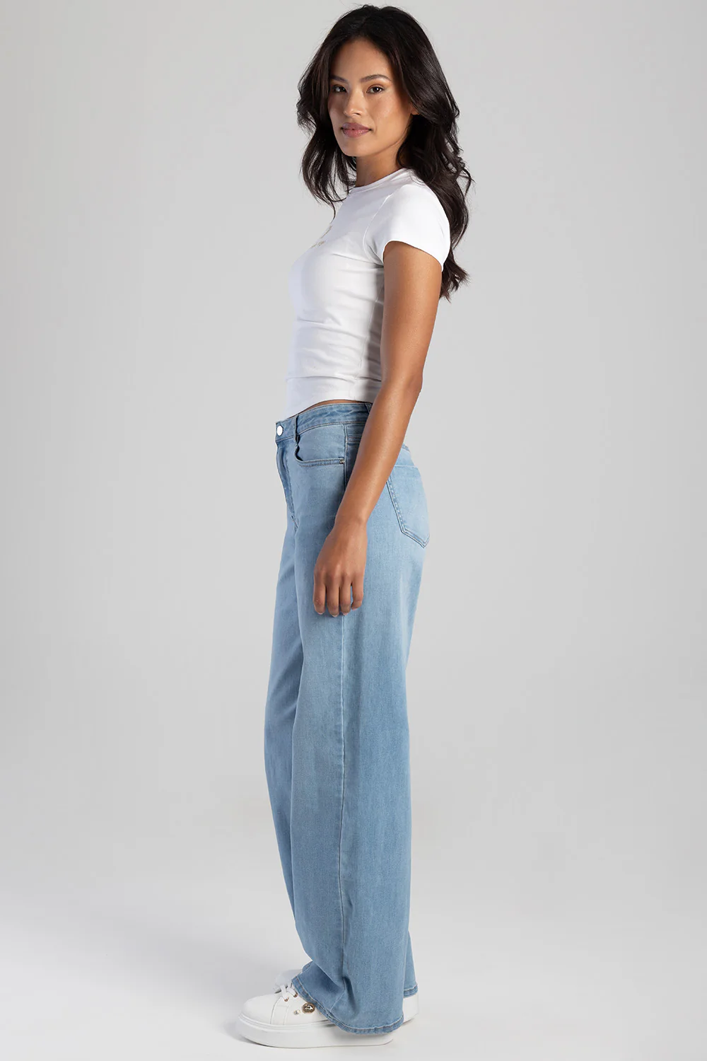 Samanta High Waist Wide Leg Denim - Light Wash - Image 4
