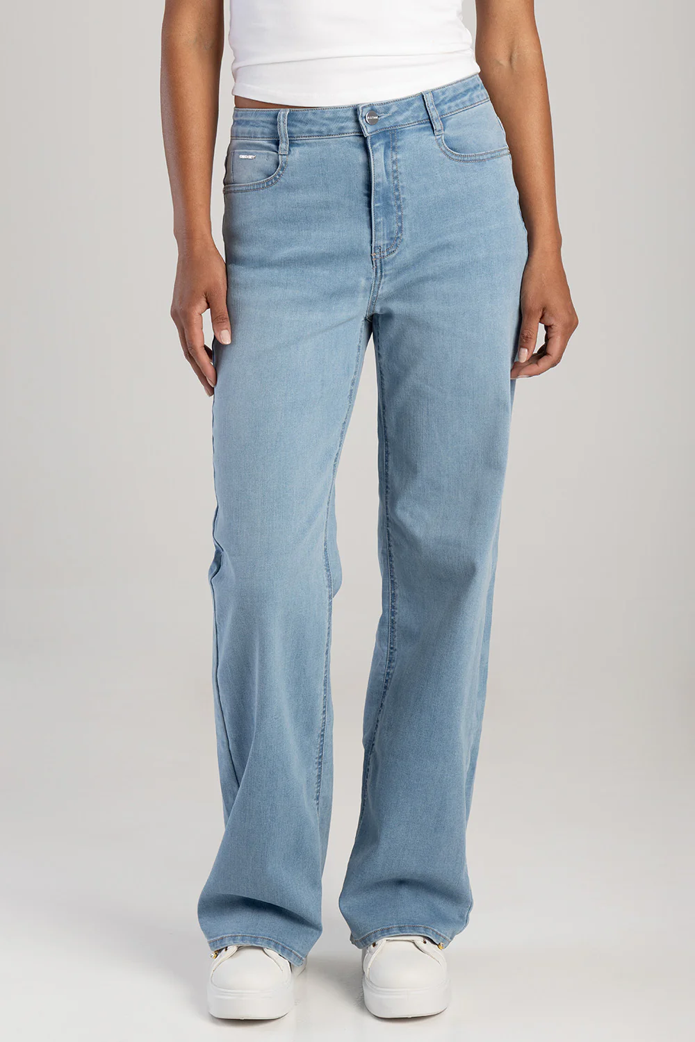Samanta High Waist Wide Leg Denim - Light Wash - Image 7