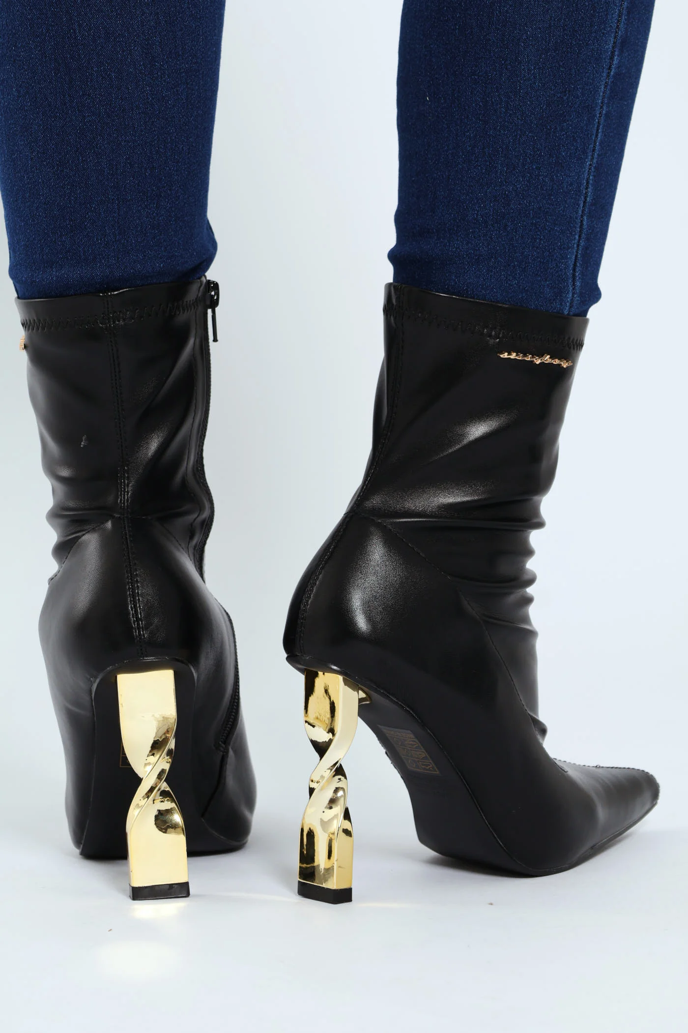 Sammy Pointed Toe Stiletto Sock Boot - Black - Image 3