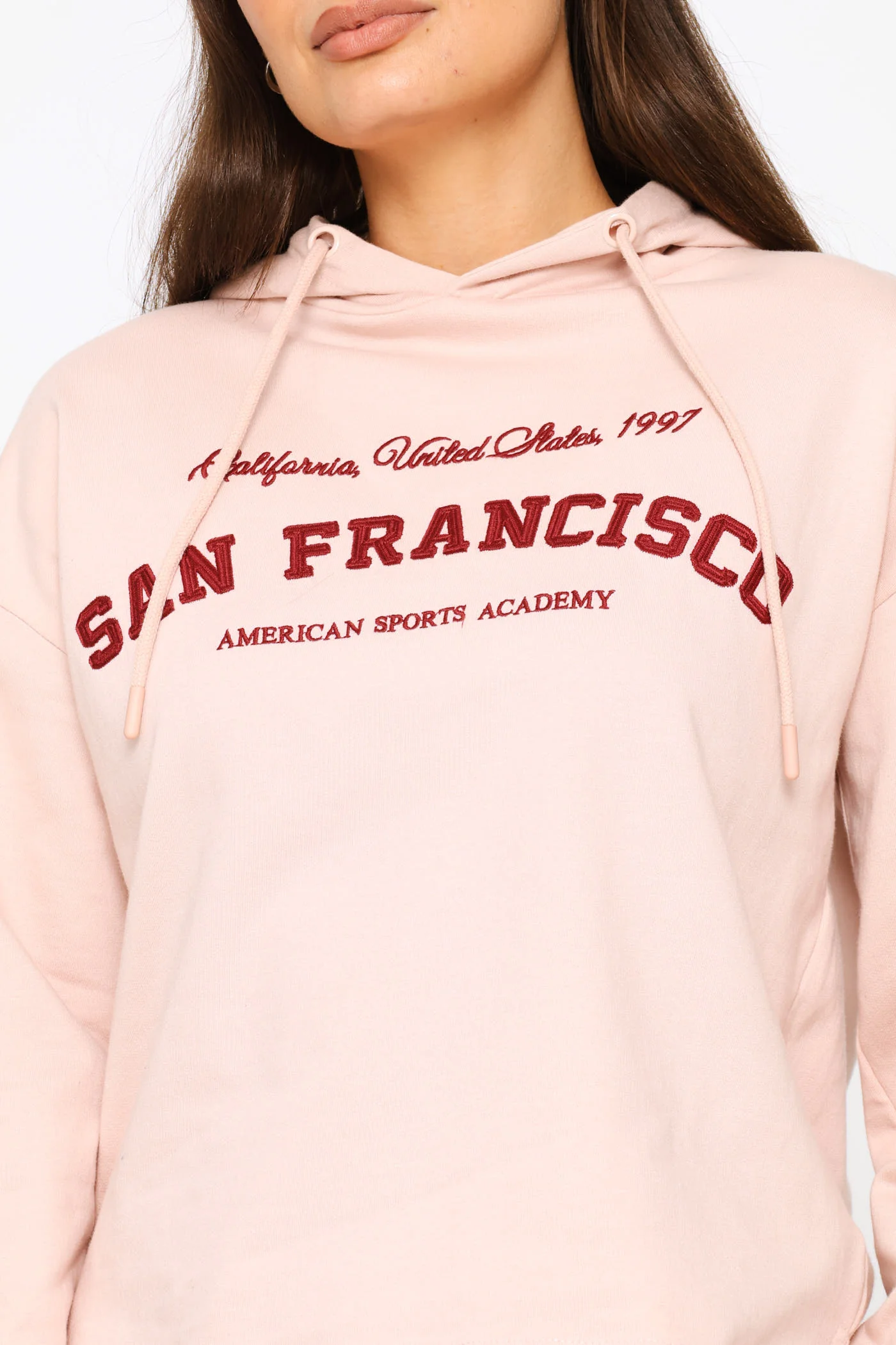 San Francisco Embroidered Hoody - Light Pink - Image 2