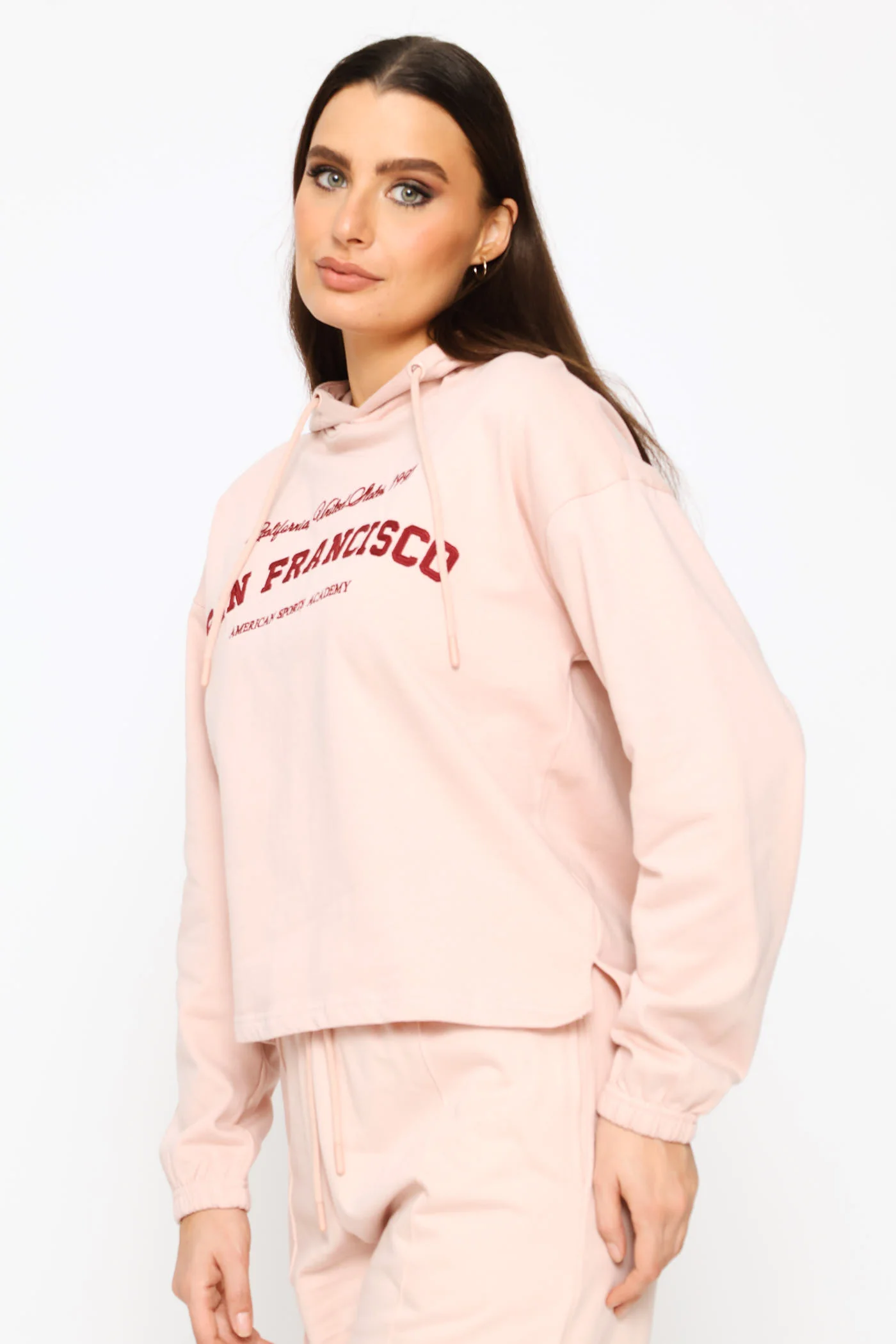 San Francisco Embroidered Hoody - Light Pink - Image 3