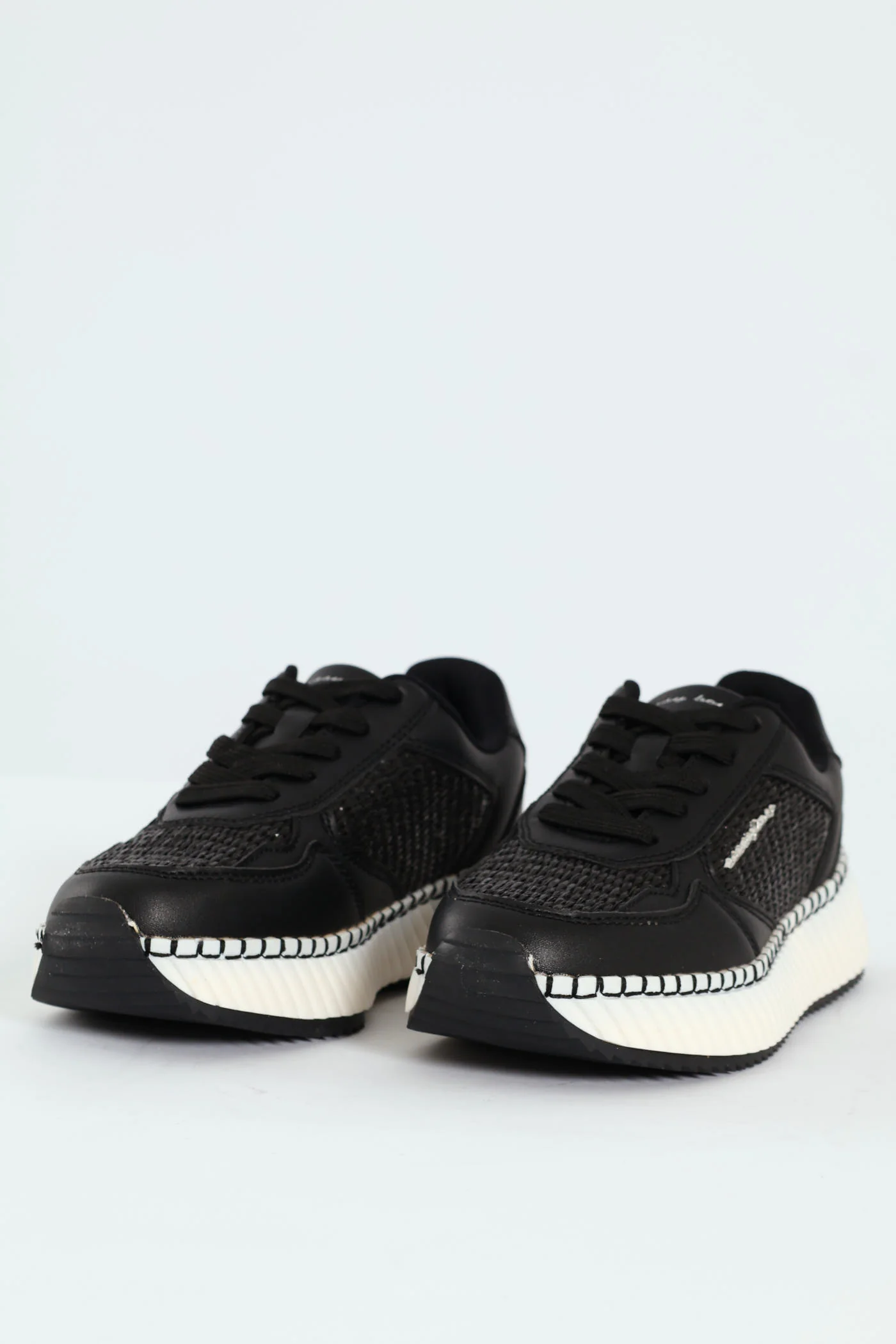 Sandy Platform Raffia Sneaker - Black/White - Image 3
