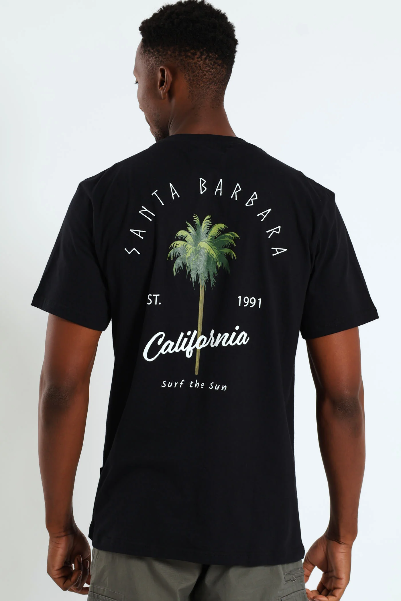 Santa Barbara Front & Back Print Tee - Black - Image 2