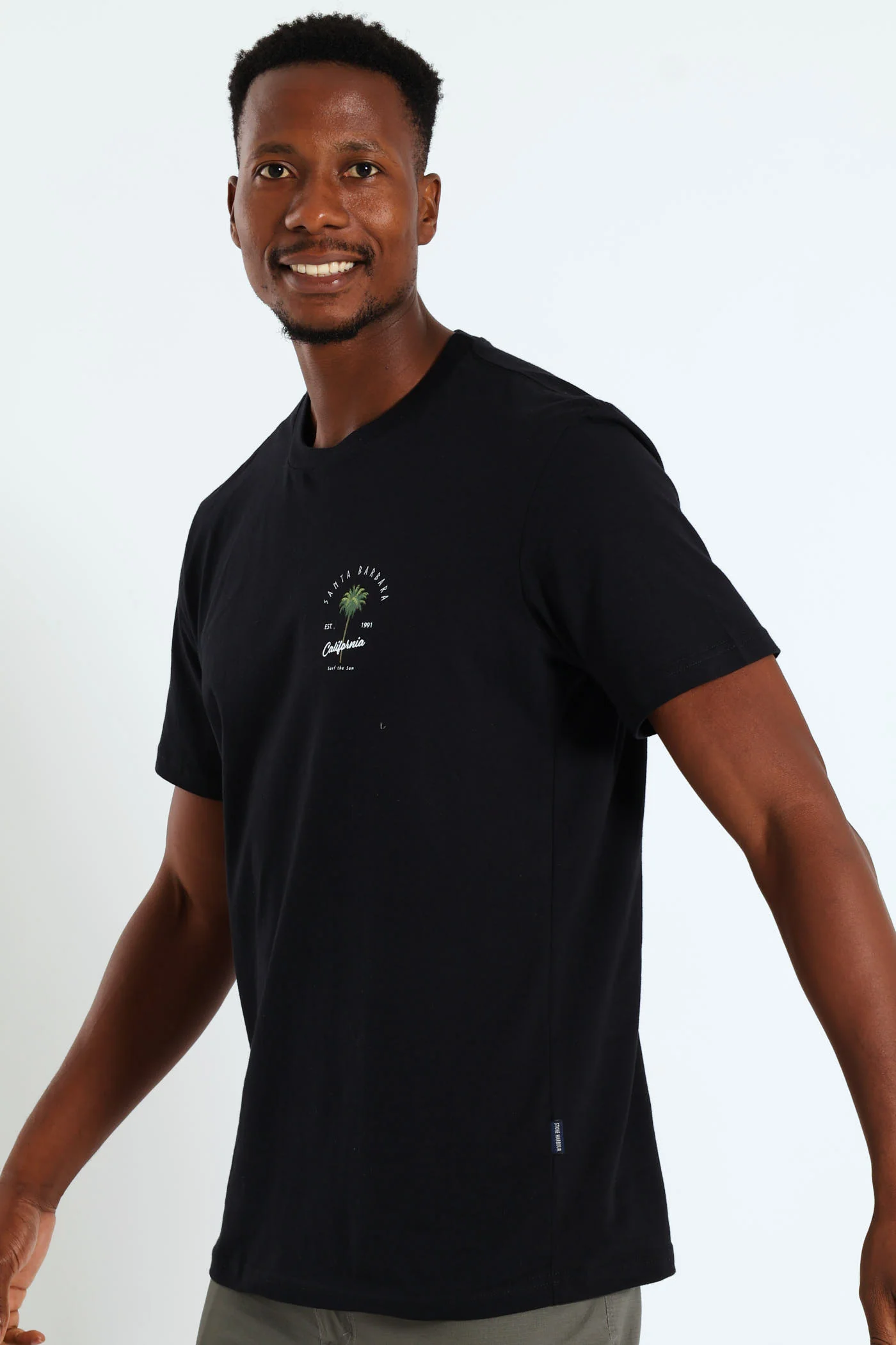 Santa Barbara Front & Back Print Tee - Black - Image 3