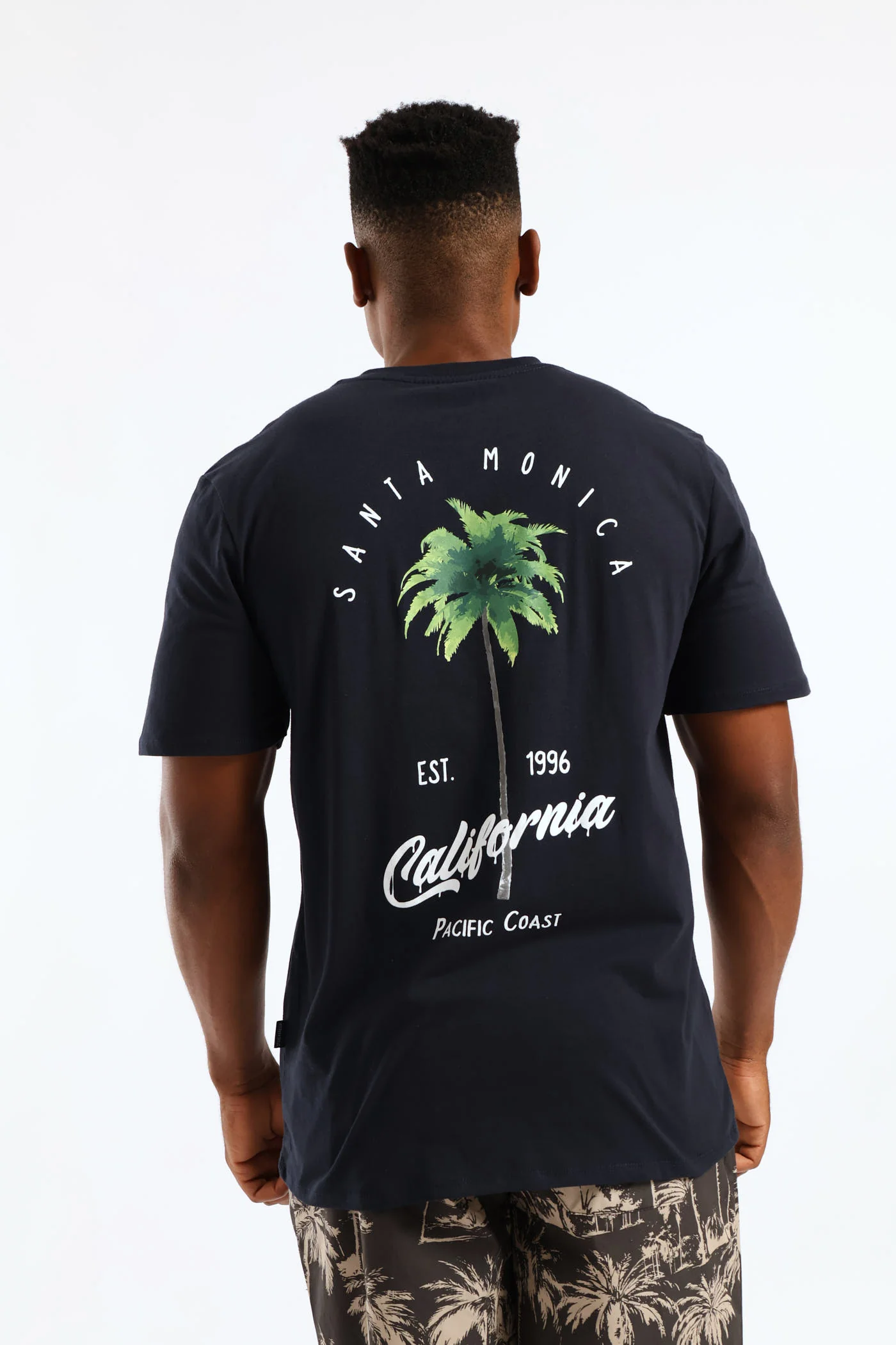 Santa Barbara Palm Front & Back Tee - Navy - Image 2