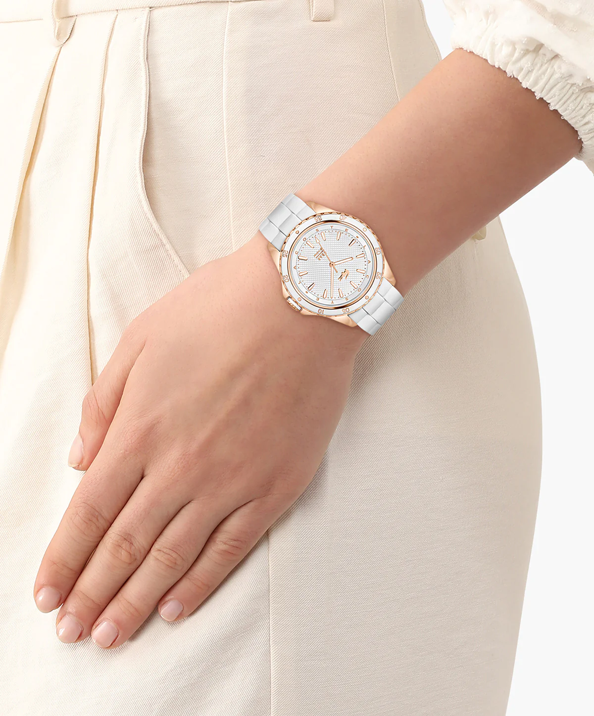 Santorini CG Ionic Plated Stainless Steel Case With White Silicone Strap - Image 4