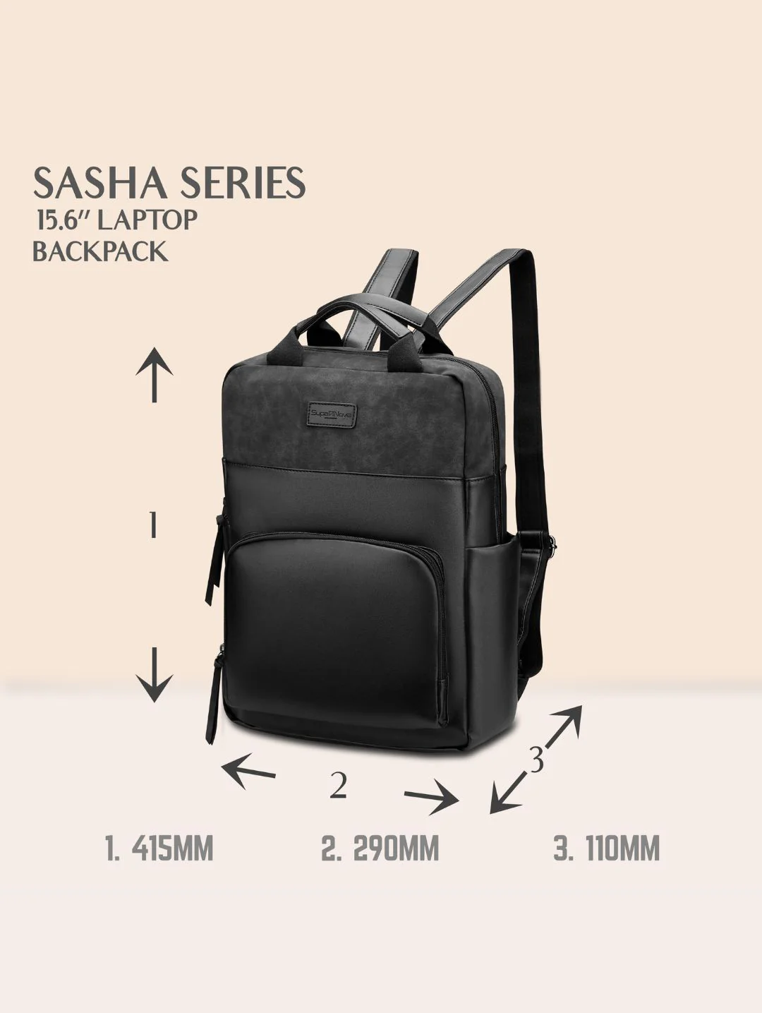 Sasha 15.6" Laptop Backpack - Black - Image 5