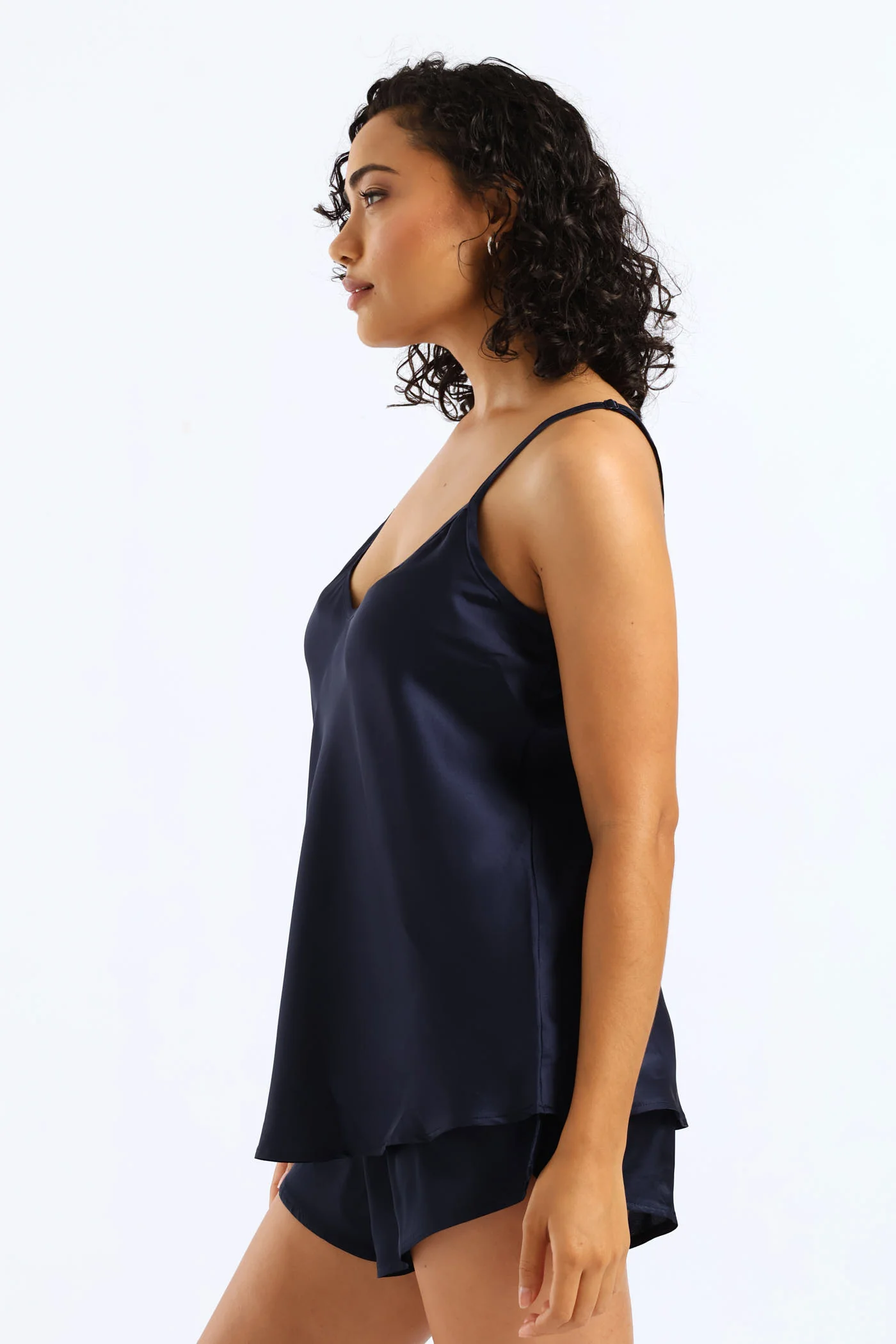 Satin Cami Short Set - Navy - Image 5