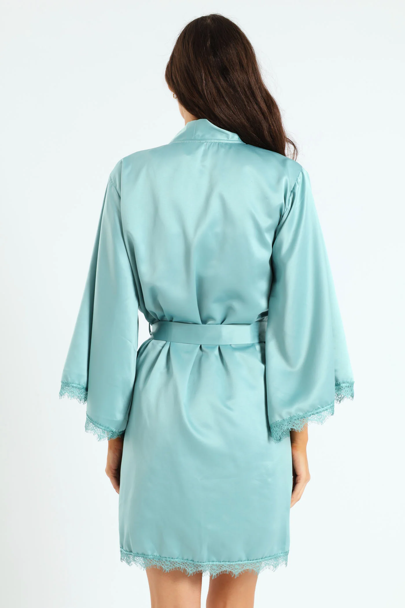 Satin Lace Trim Gown - Image 3