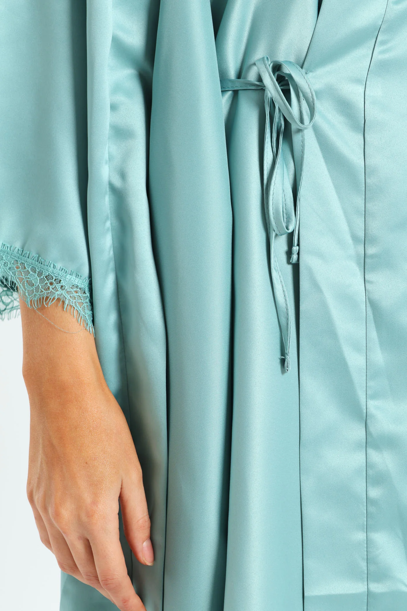 Satin Lace Trim Gown - Image 5