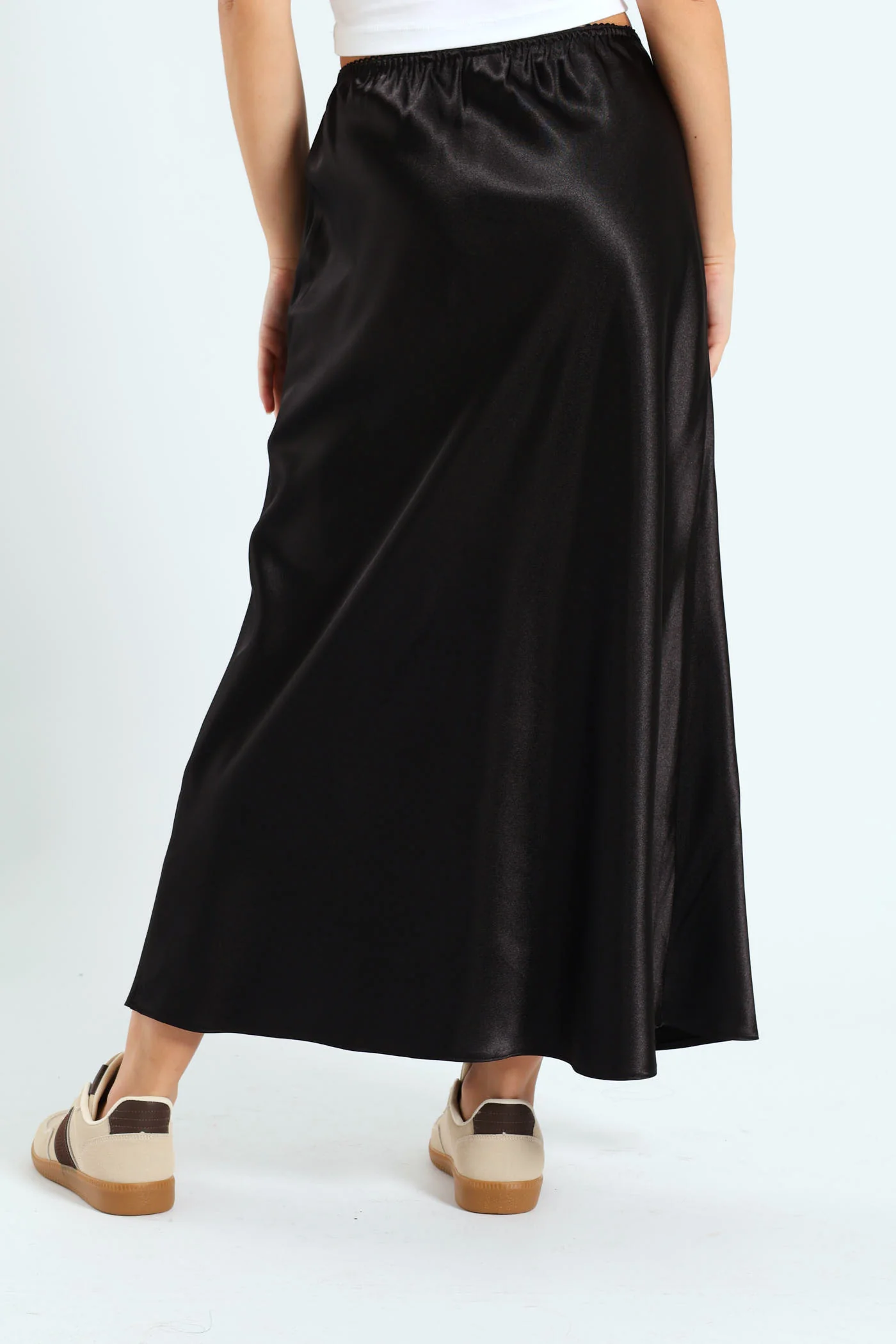 Satin Midi Skirt - Black - Image 3