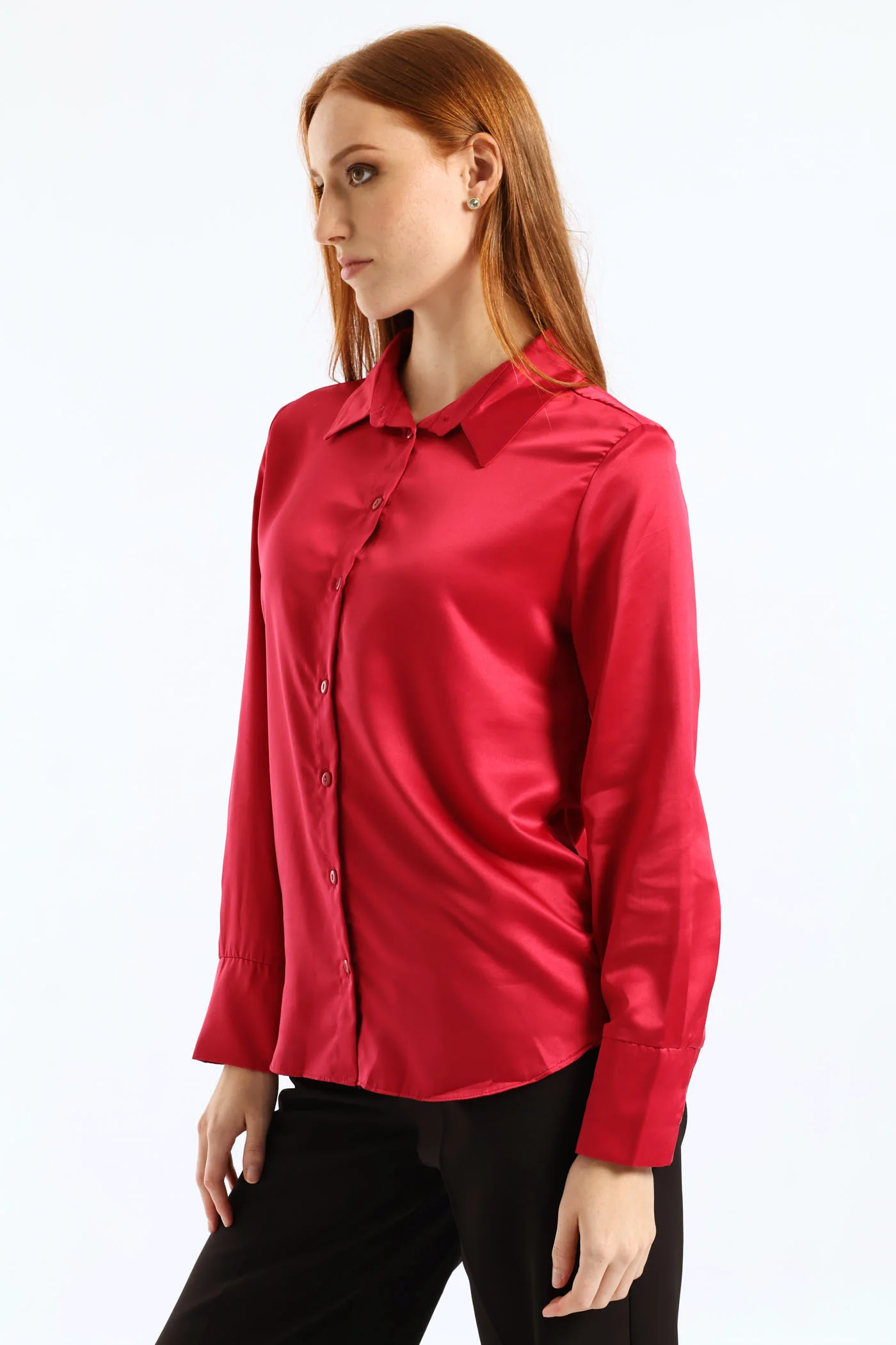 Satin Shirt - Cerise - Image 3