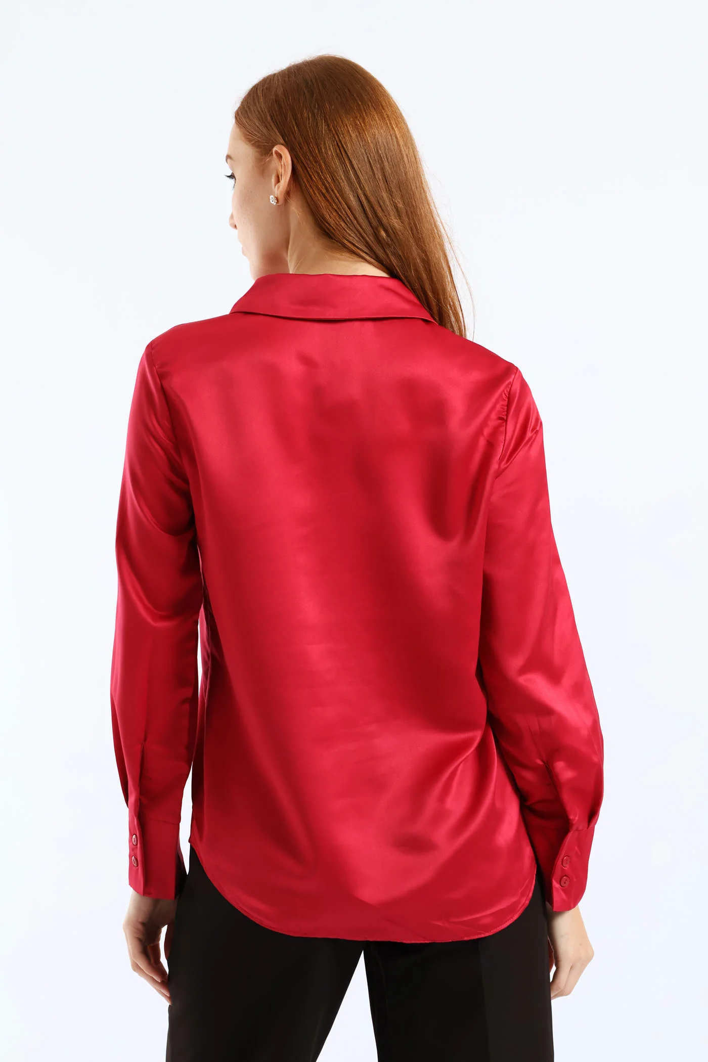 Satin Shirt - Cerise - Image 4