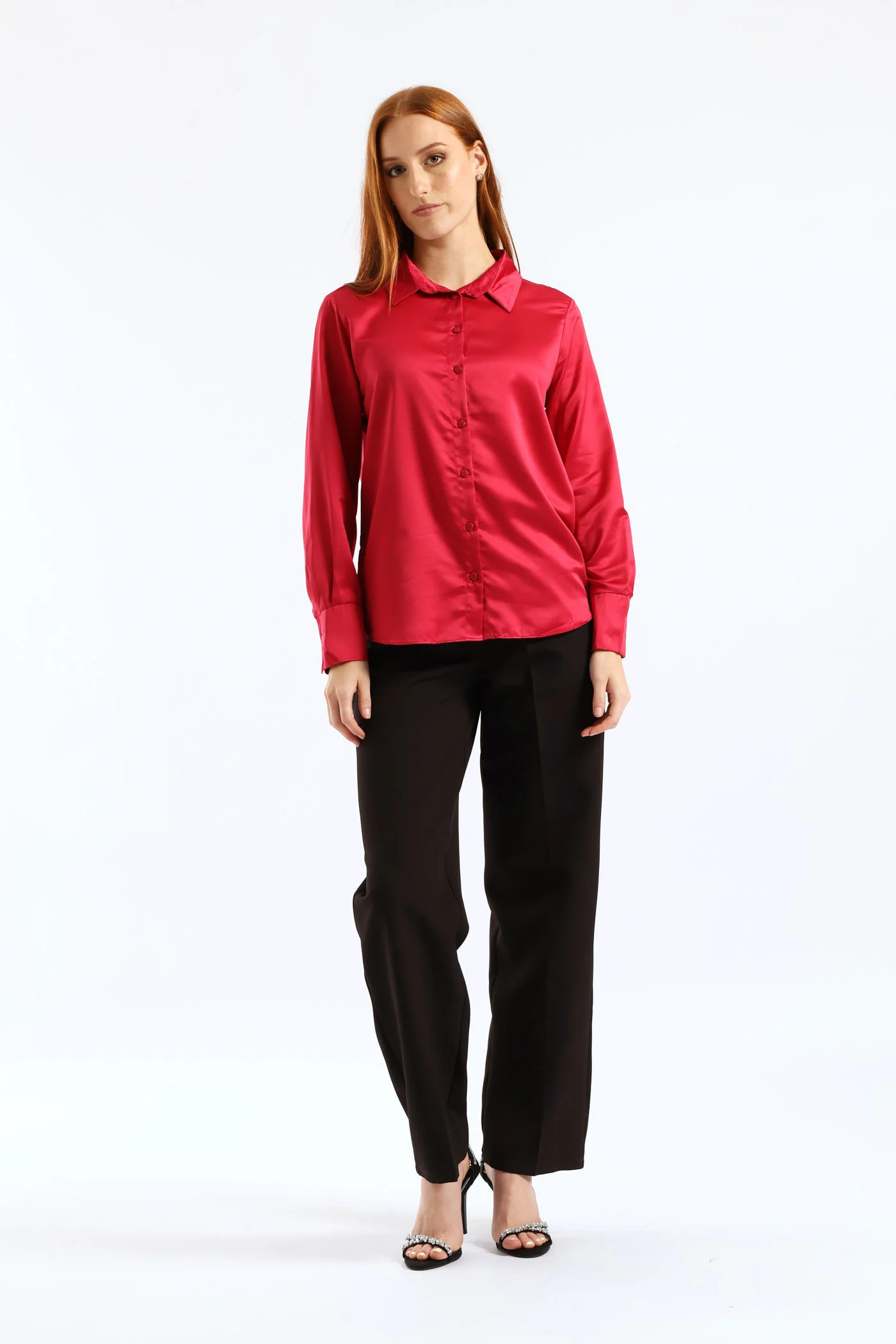 Satin Shirt - Cerise - Image 5