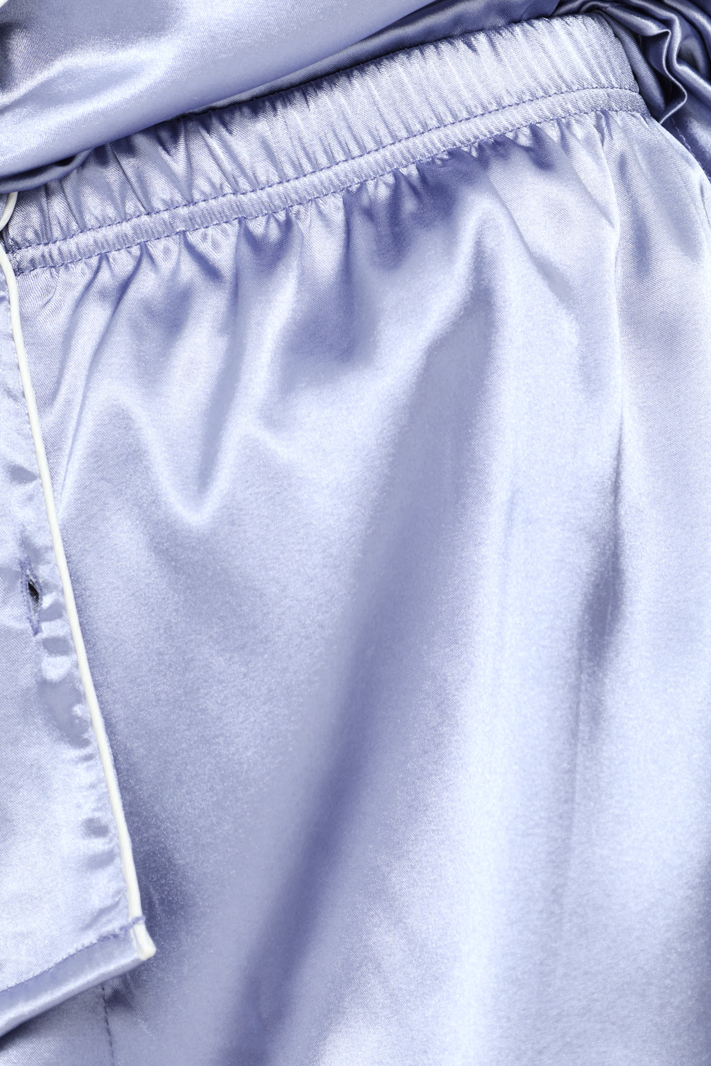 Satin Short Sleeve Button Through & Short Set - Blue - Image 2