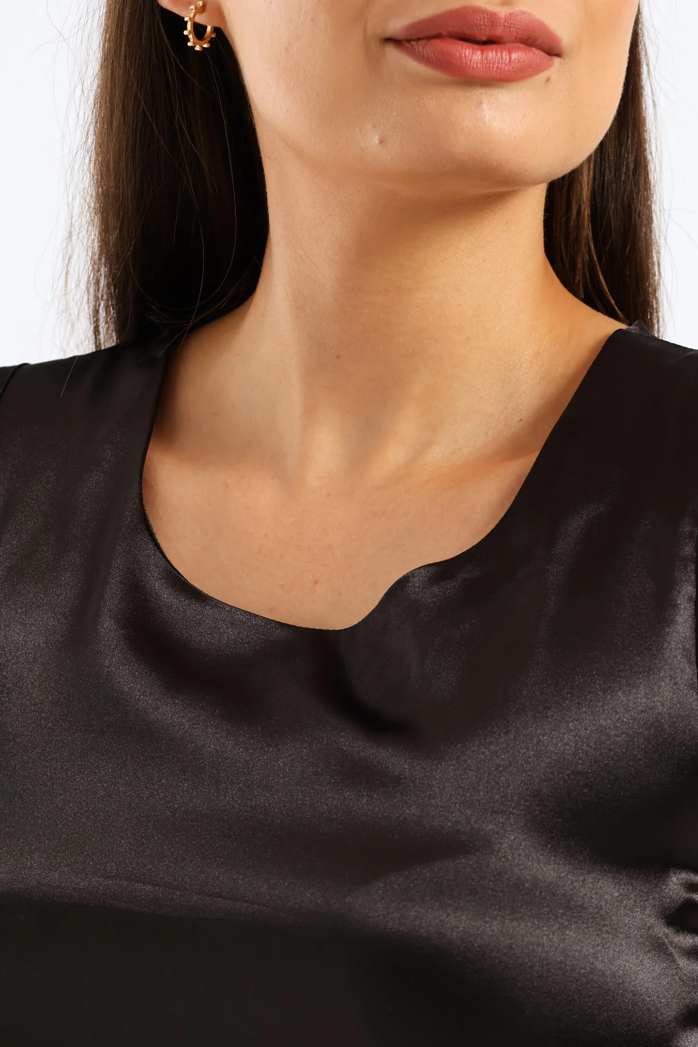 Satin Tank Top - Black - Image 2