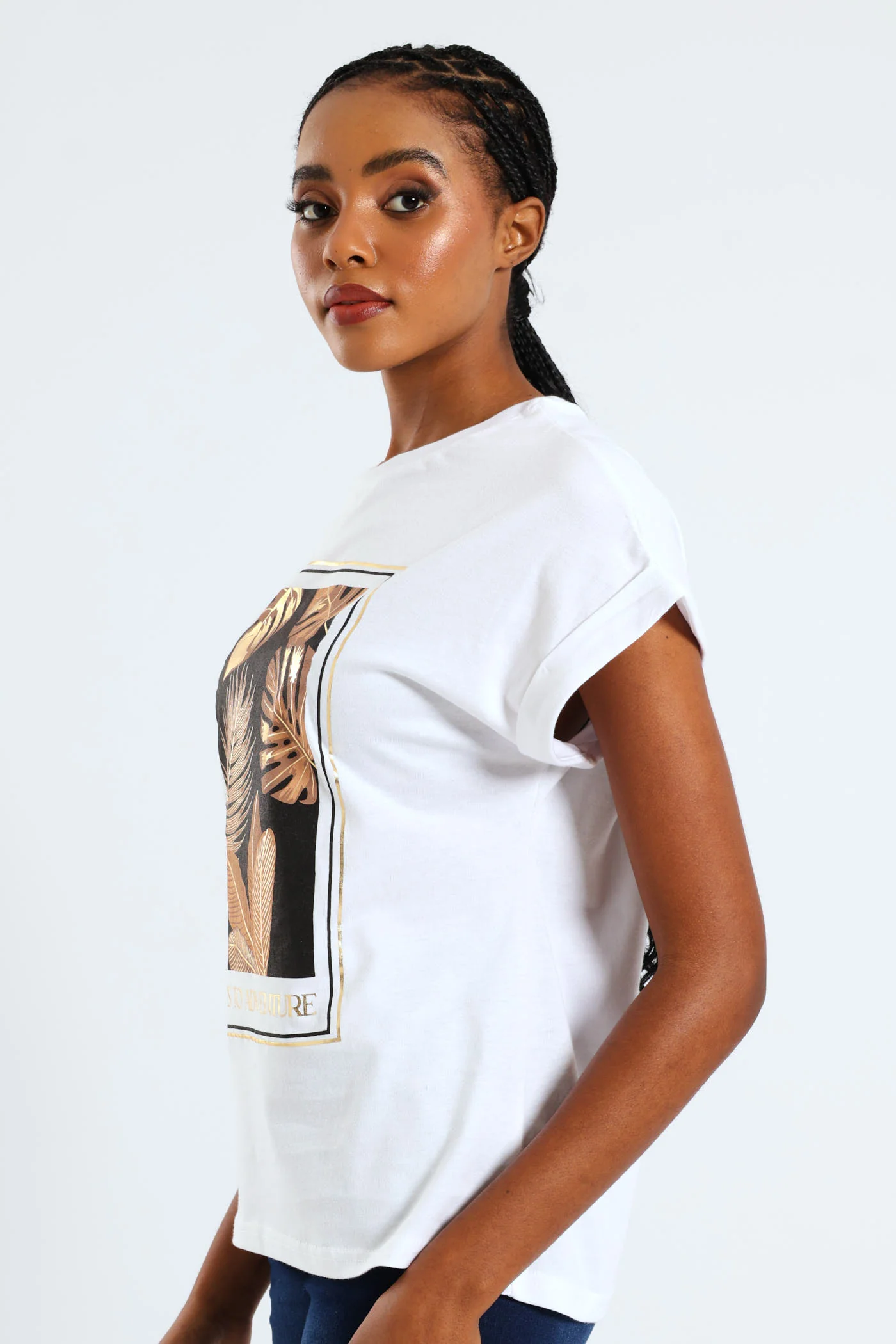 Say Yes To Adventure Palm Foil Muscle Tee - White - Image 2