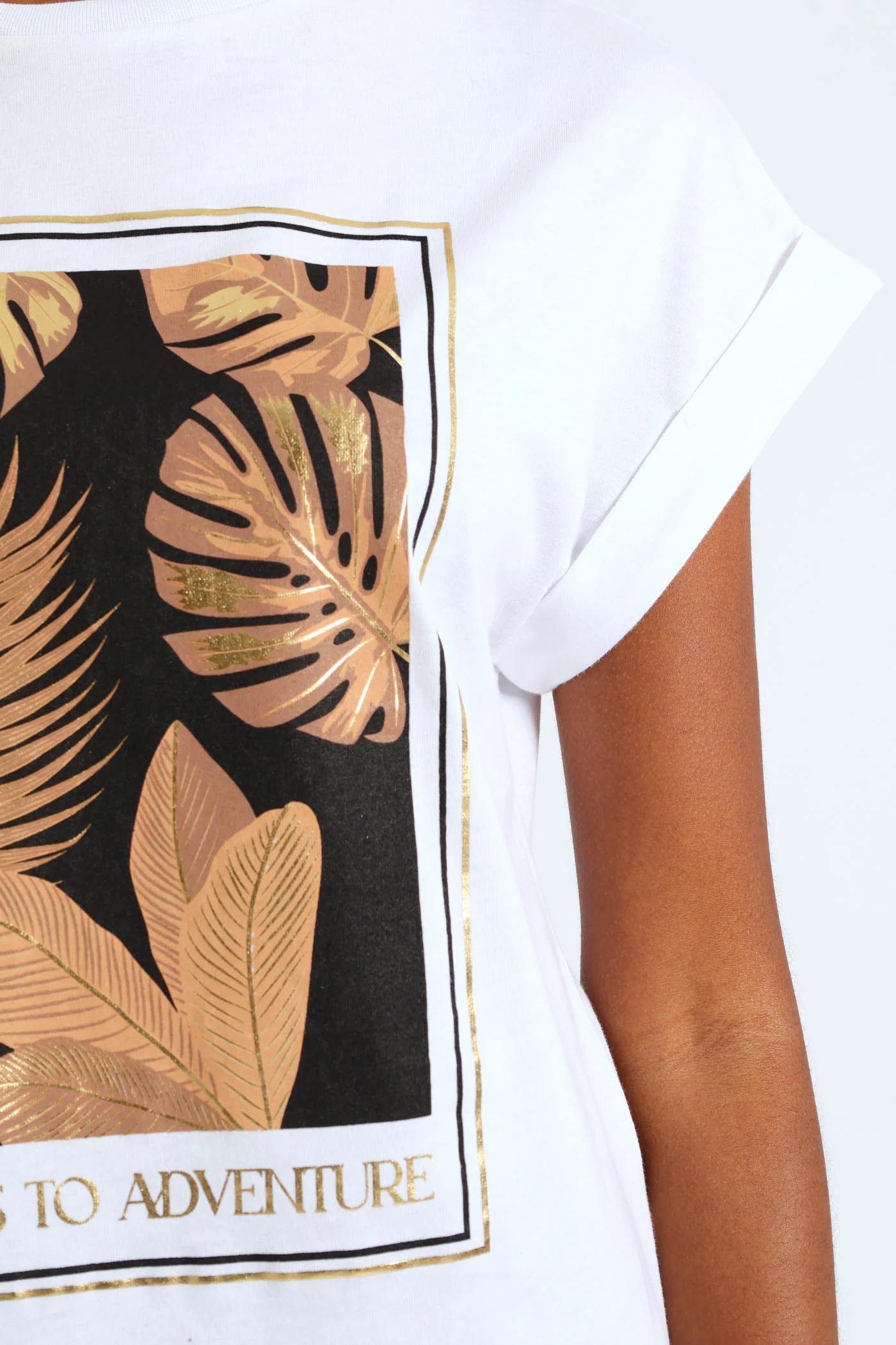 Say Yes To Adventure Palm Foil Muscle Tee - White - Image 4