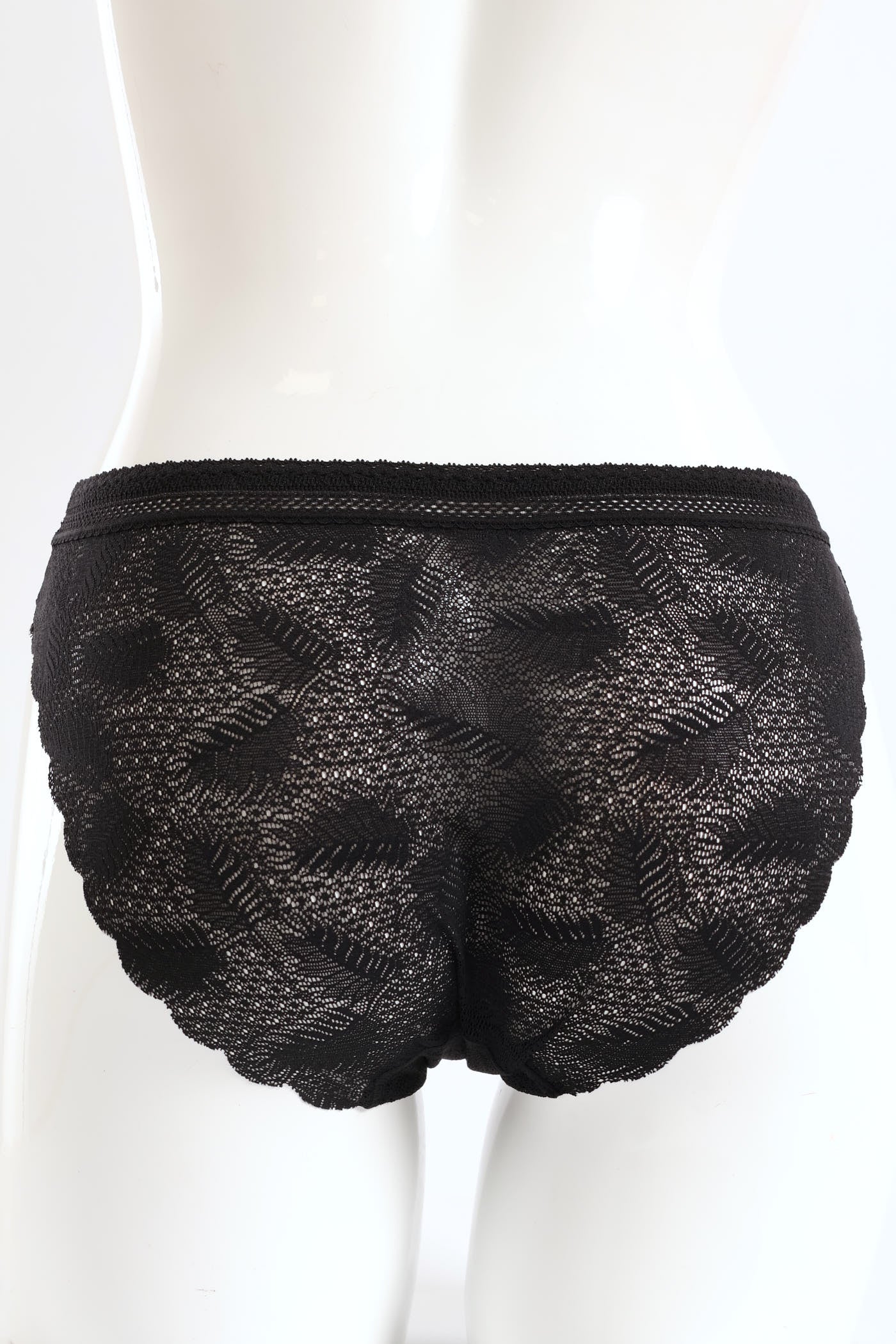 Scallop Full Lace Bikini Panties - Black - Image 2