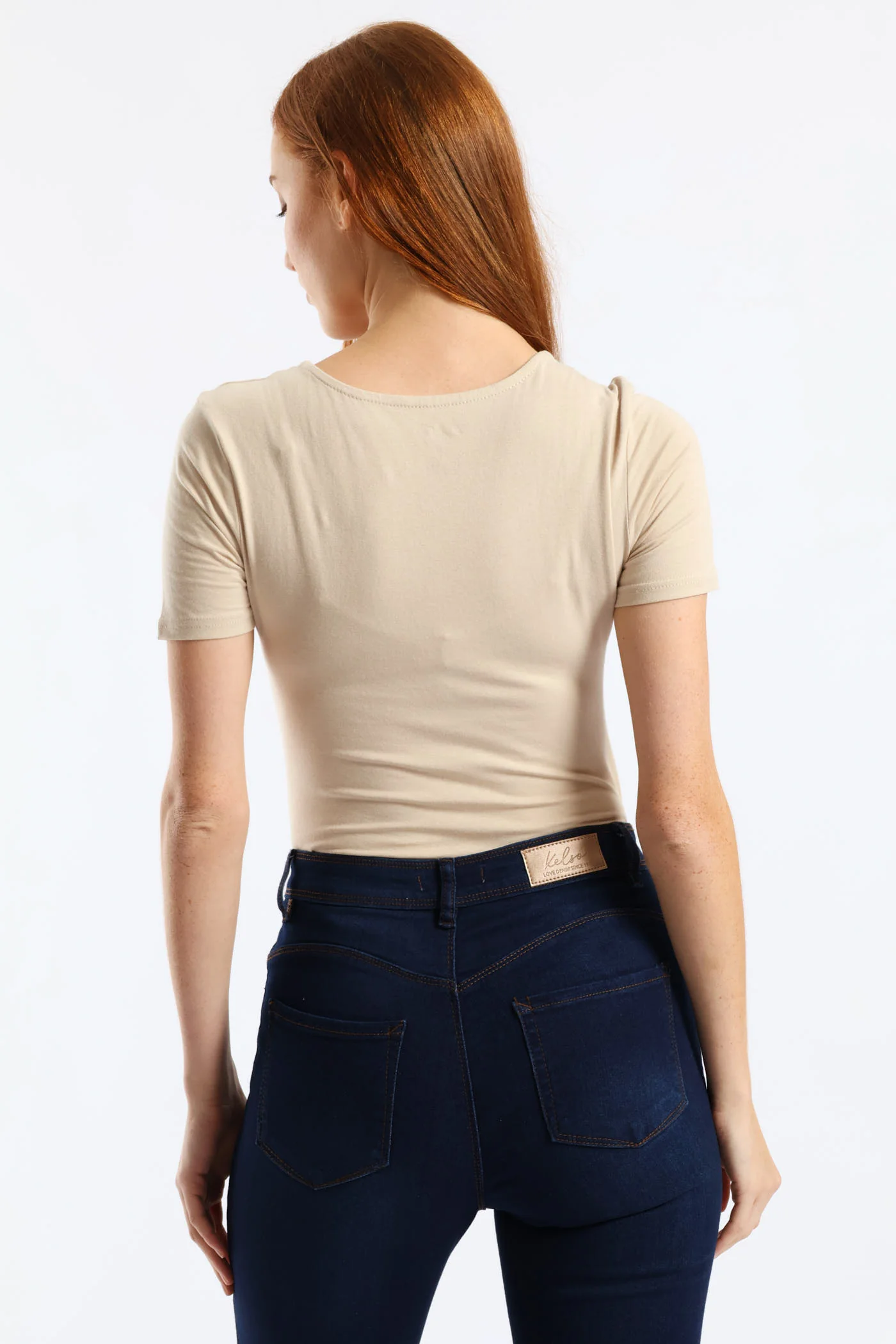 Scoop Neck Bodysuit - Stone - Image 2