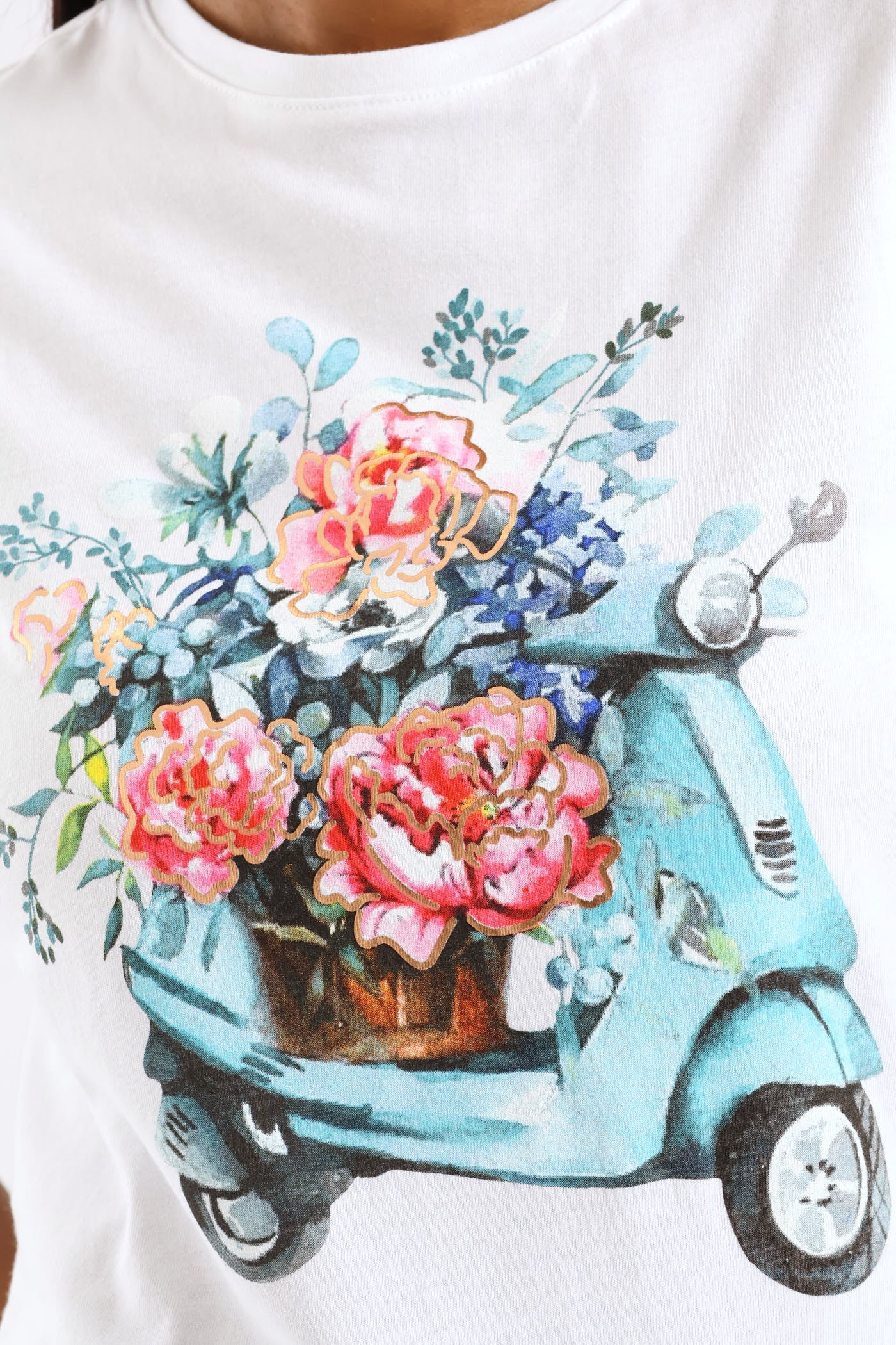 Scooter In Bloom Tee - White - Image 5