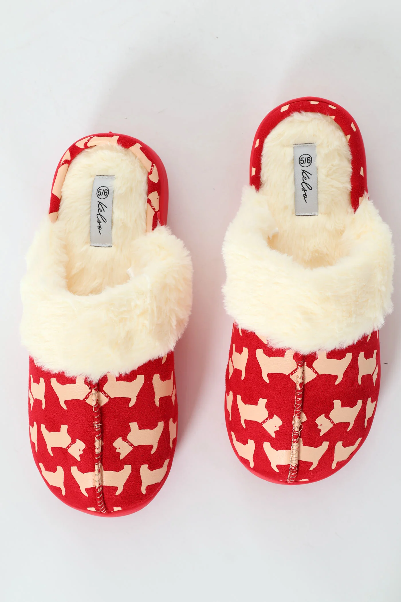 Scotty Dog Slipper With Fur Topline - Red - Image 2