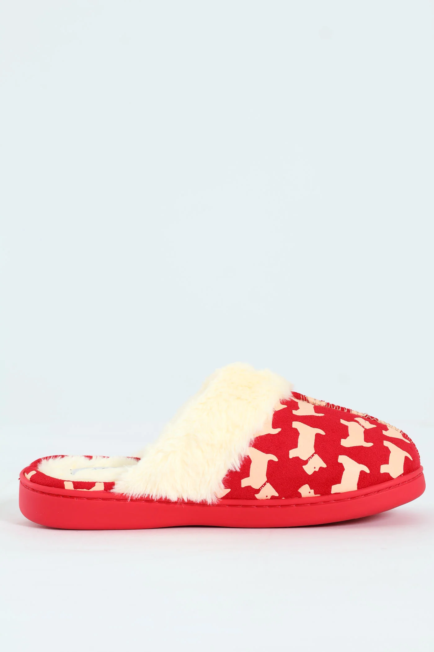 Scotty Dog Slipper With Fur Topline - Red - Image 3