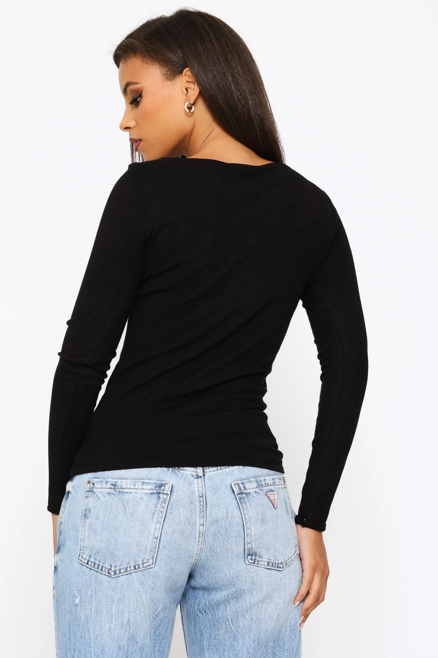 Script Long Sleeve Top - Black - Image 4