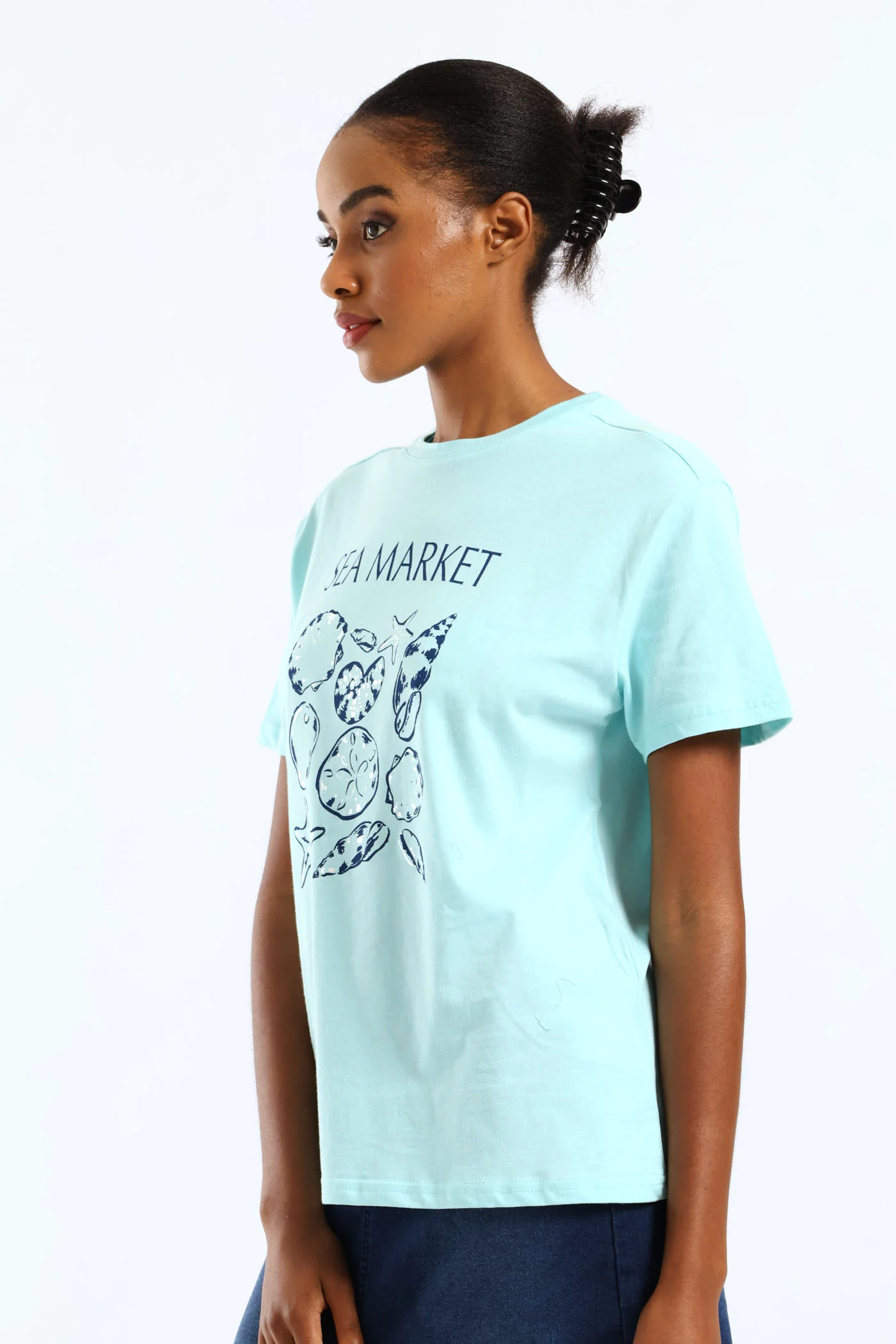 Sea Market Shell Tee - Aqua - Image 3