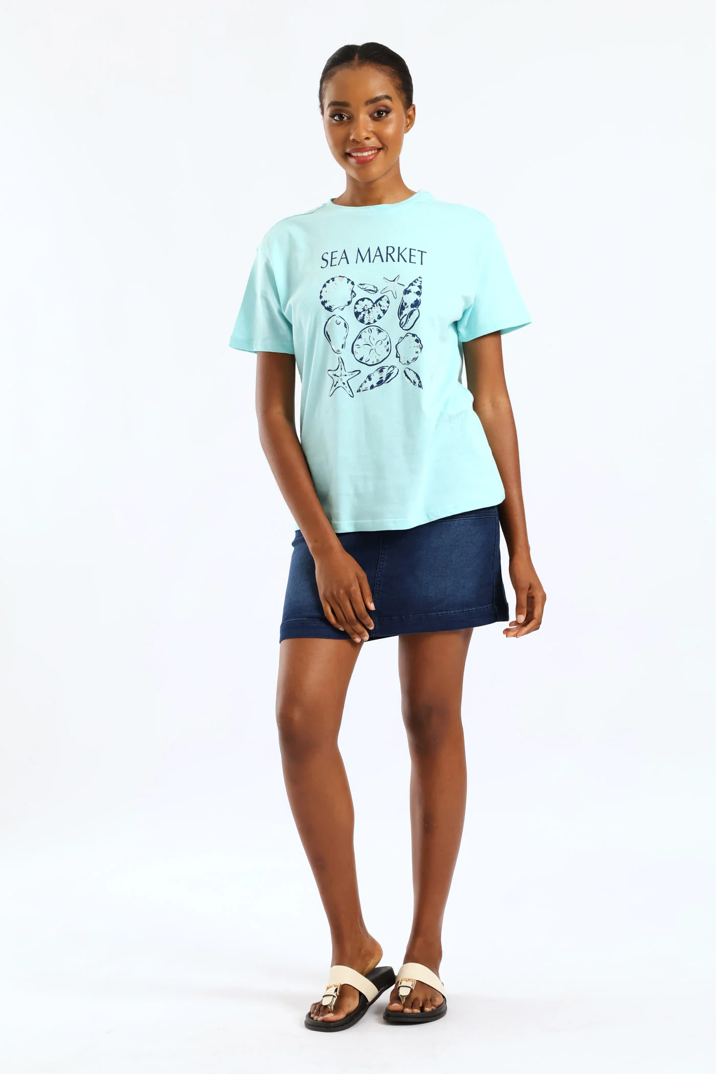 Sea Market Shell Tee - Aqua - Image 5