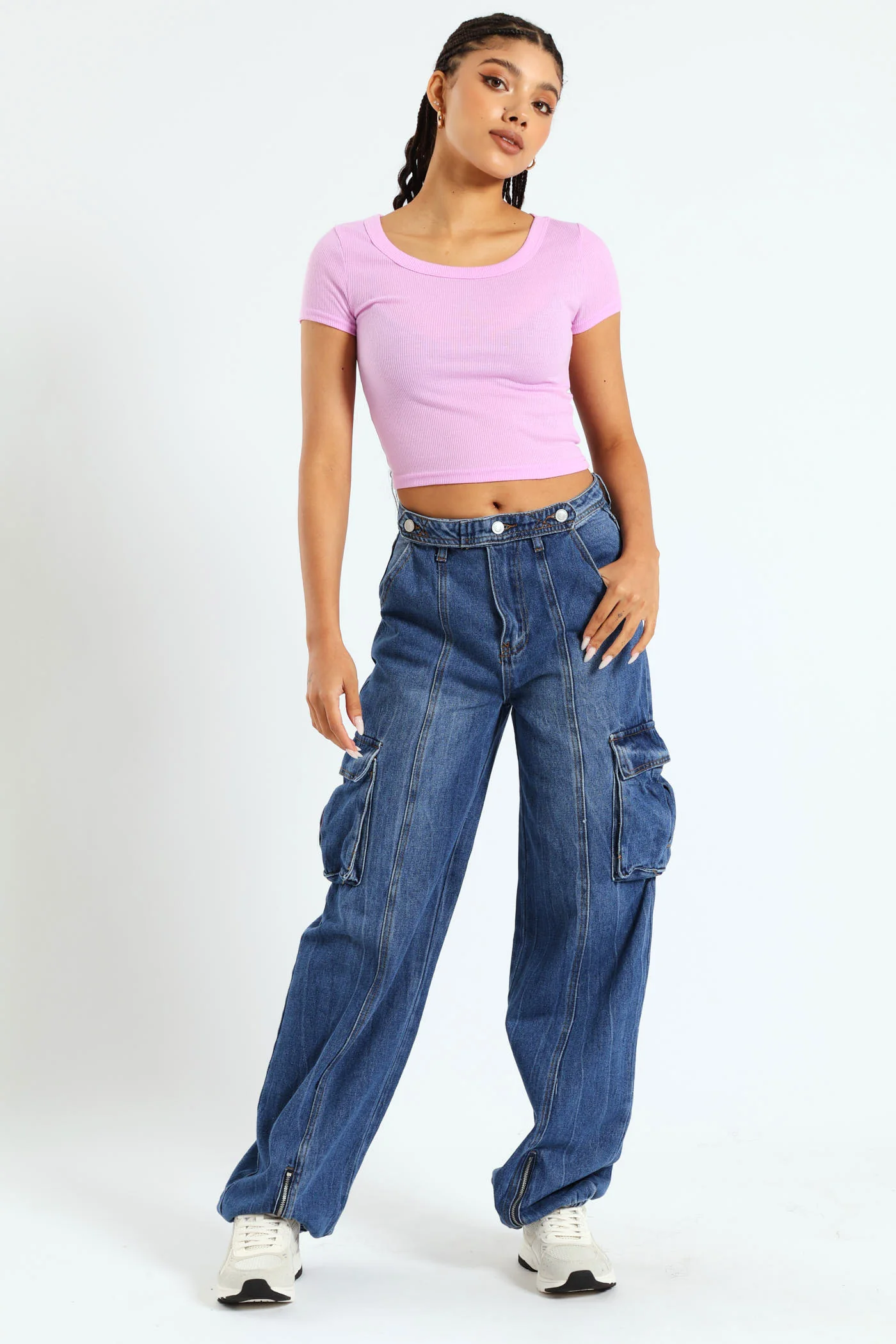 Seam Cargo Jogger Jean - Stonewash - Image 2