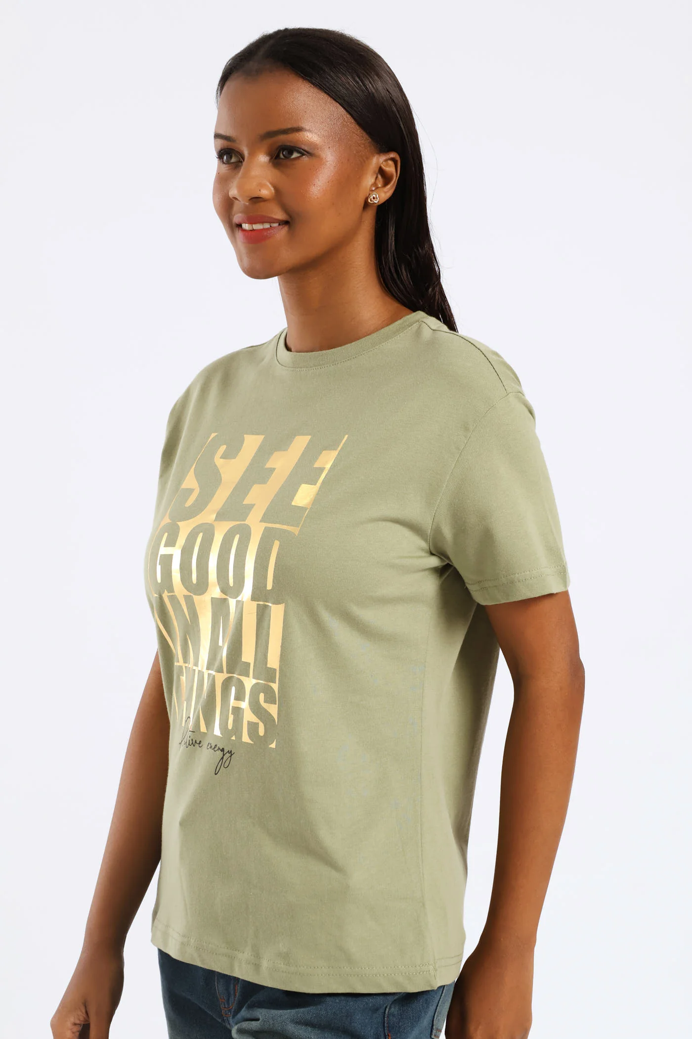See Good Foil Frame Tee - Swamp Green - Image 3
