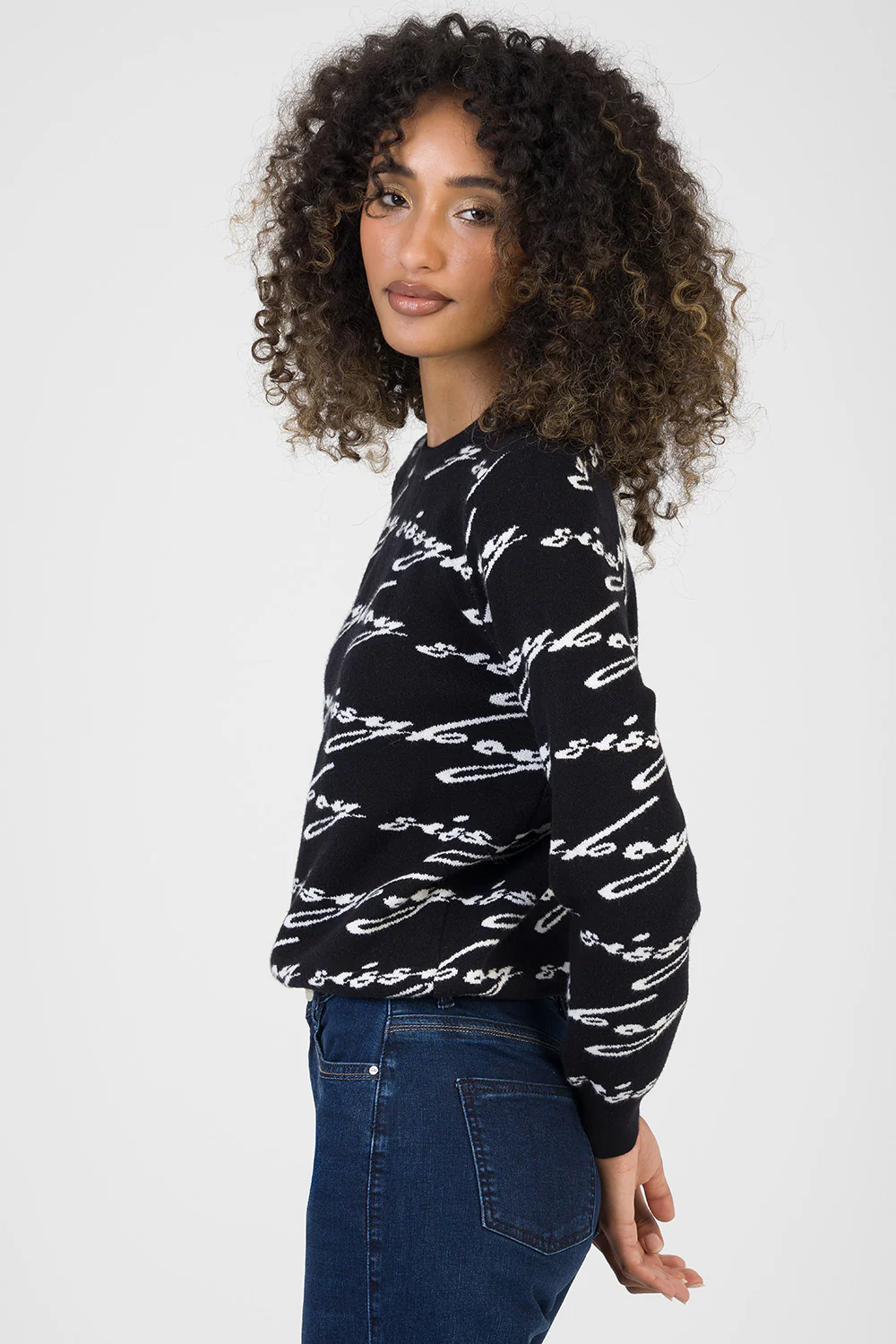 See Me Allover Print Knit Jersey - Black/White - Image 2