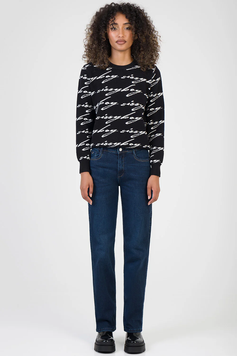 See Me Allover Print Knit Jersey - Black/White - Image 6
